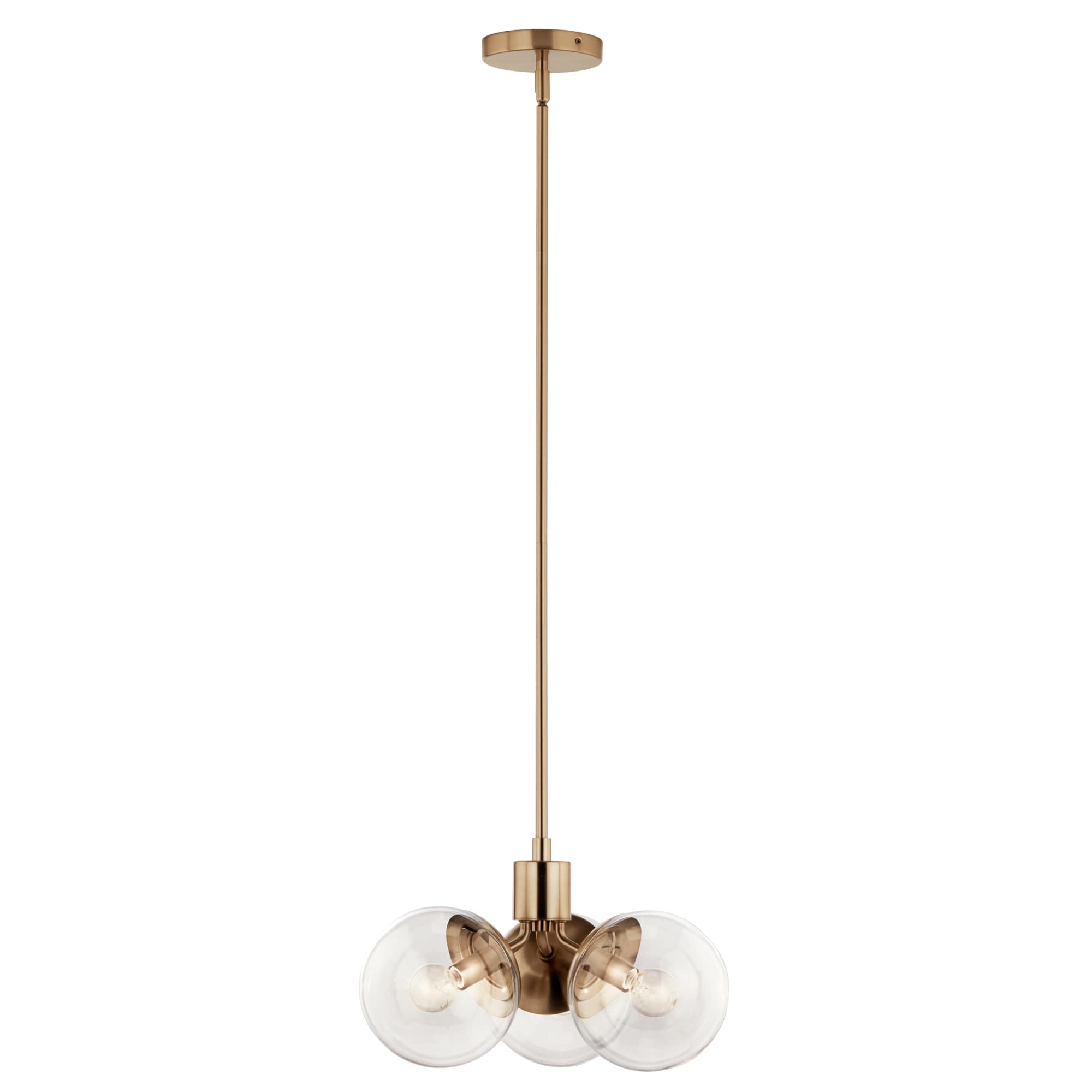Champagne Bronze 3-Light Sputnik Chandelier with Clear Glass Shades