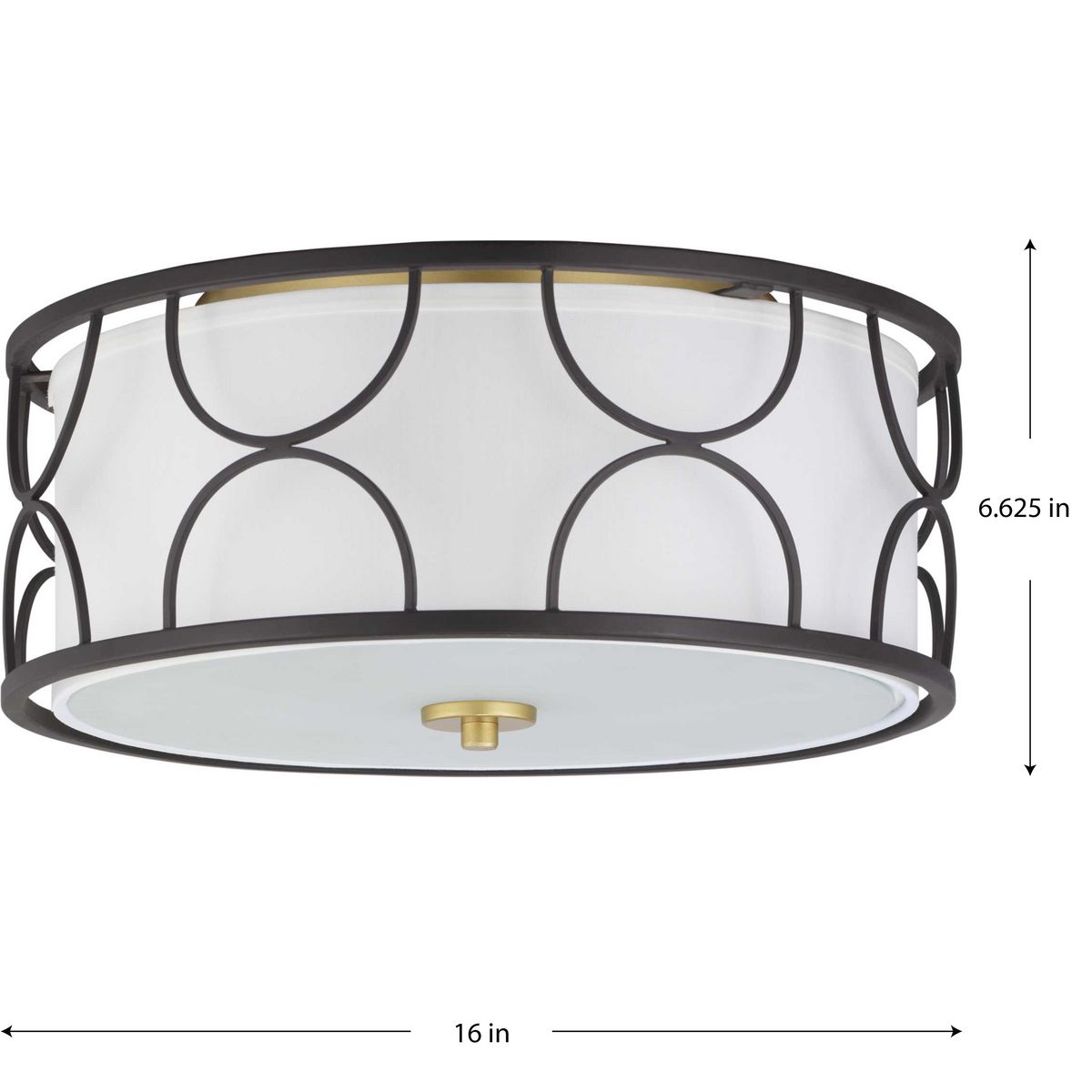 Landree Matte Black 3-Light Flush Mount with White Silk Shade