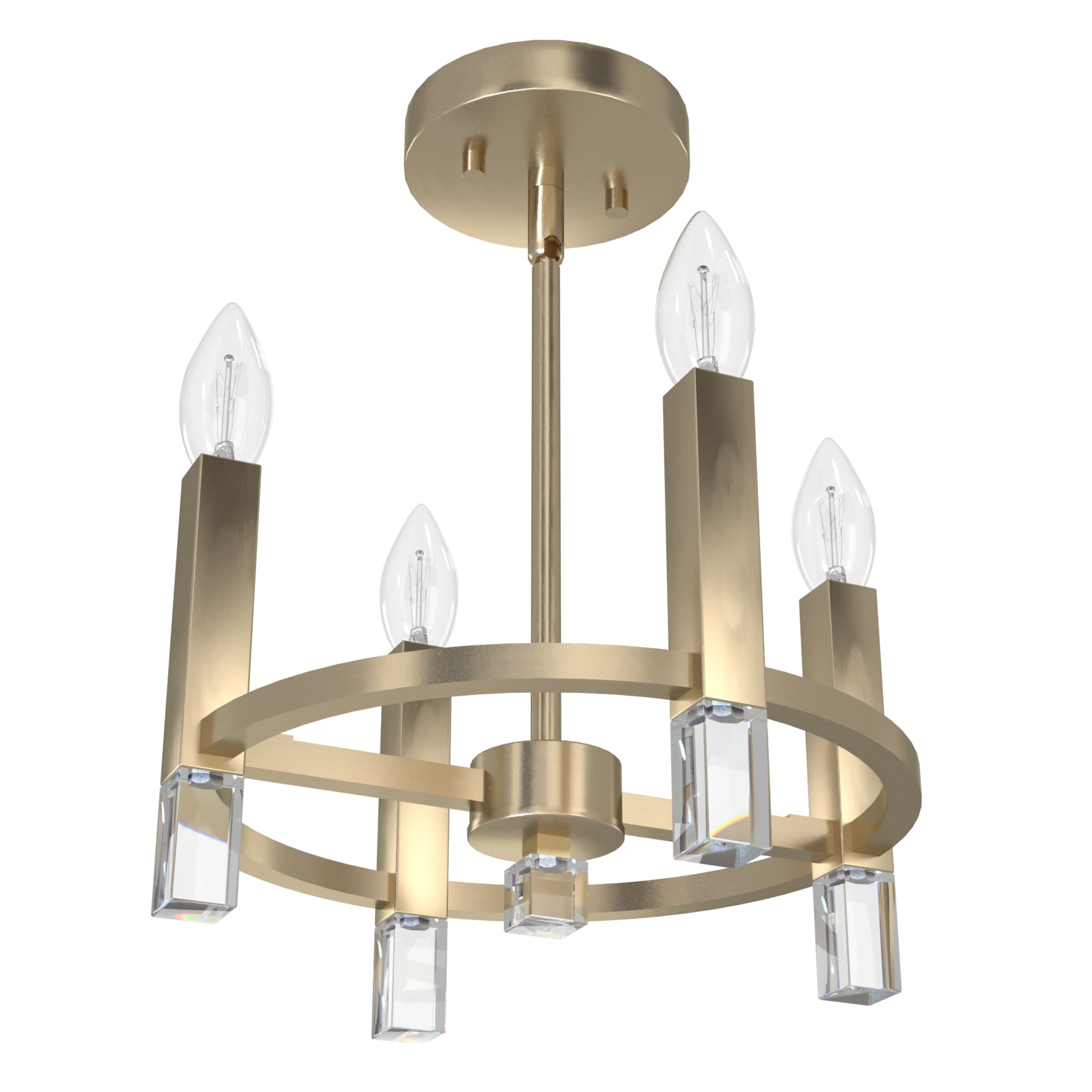 Hunter 19525 Sunjai 4.0 -Light 12.25-in Satin Gold Flush Mount Light