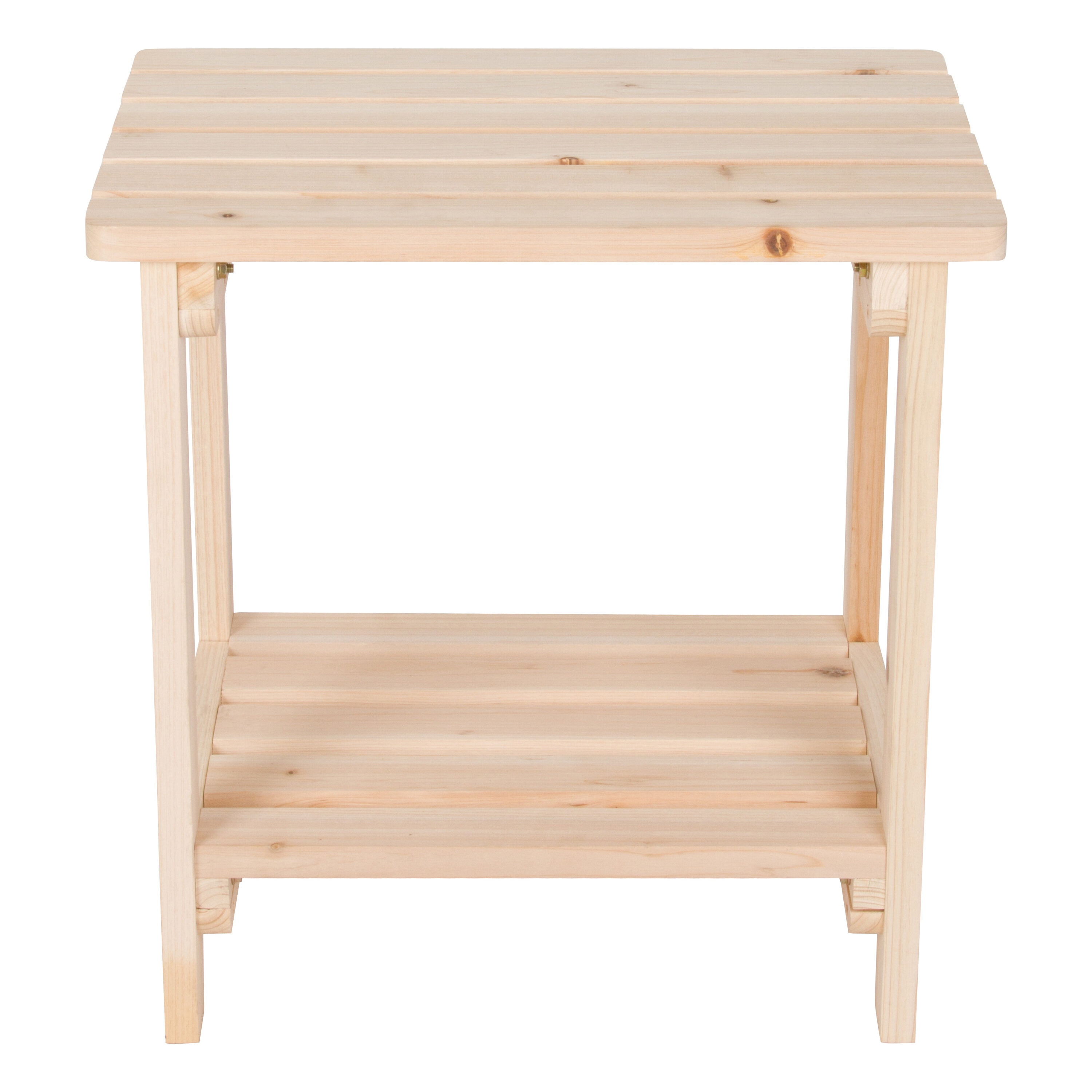 Natural Cedar Rectangular Outdoor Side Table with Shelf