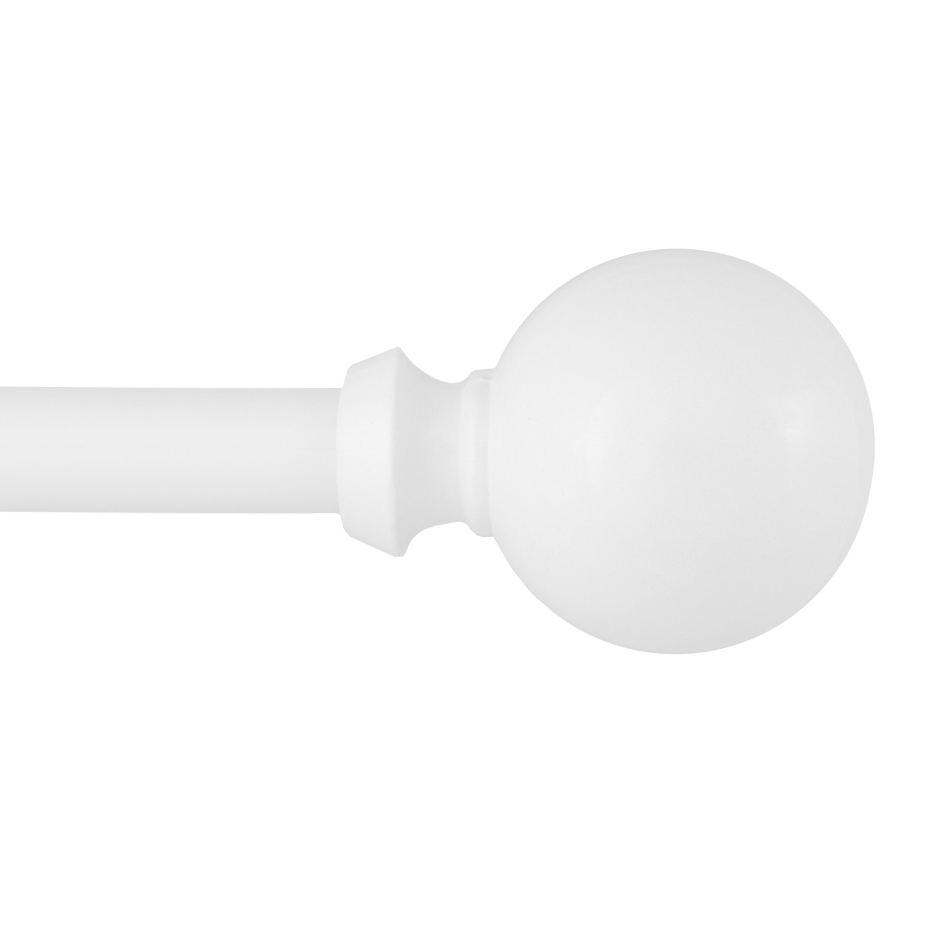 Kenney T71859 Newbury 36-in to 66-in White Steel Single curtain rod with Finials