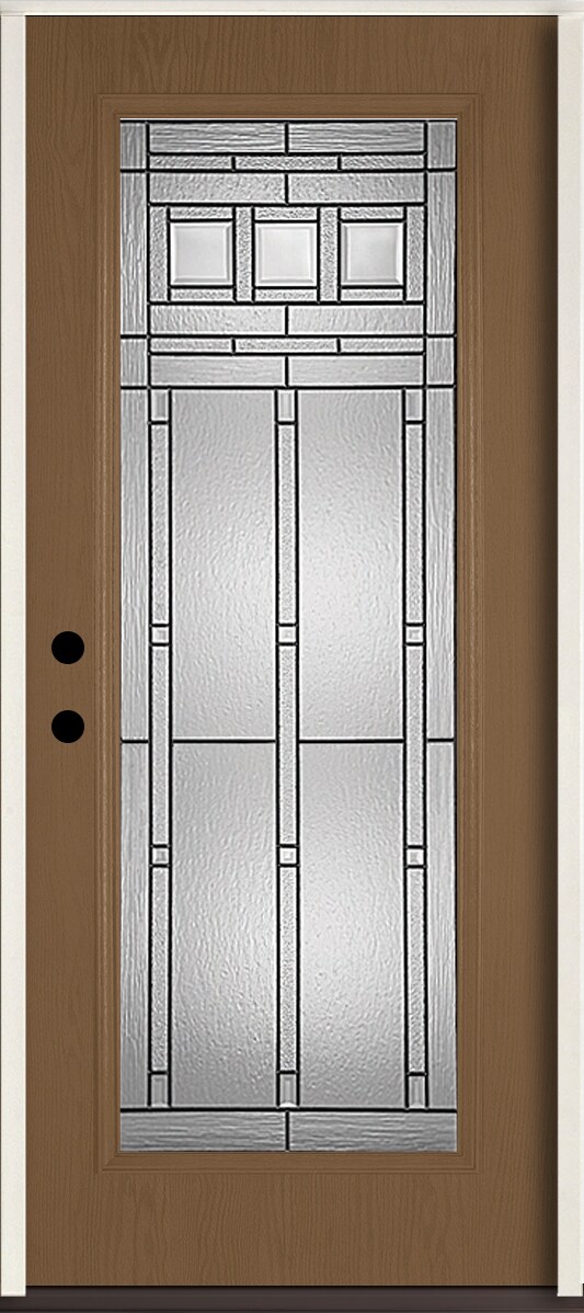 RELIABILT LO841643 Craftsman 36-in x 80-in x 4-9/16-in Fiberglass Full lite Right-hand inswing Woodhaven Stained Prehung Front Door Insulating core