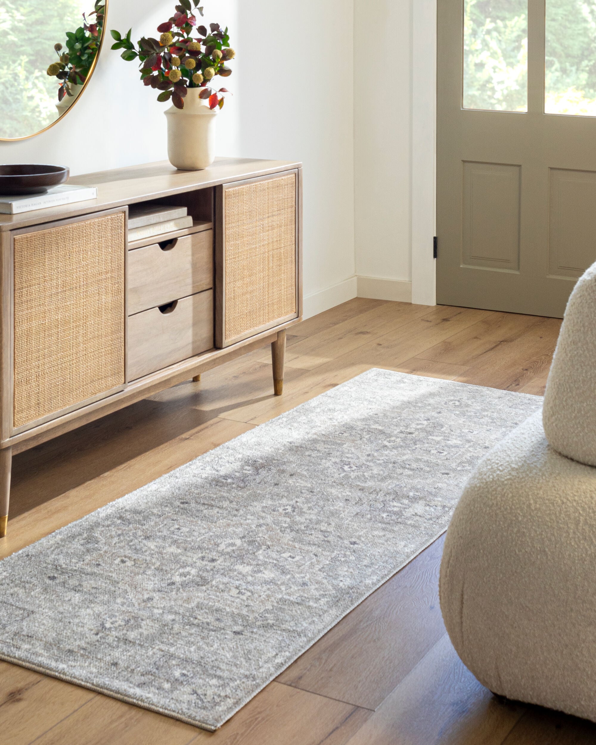 Livabliss BOEC2301-2773 Becki Owens Elle 3 x 8 (ft) Polyester Moonbeam Rectangular Indoor Medallion Oriental Runner rug