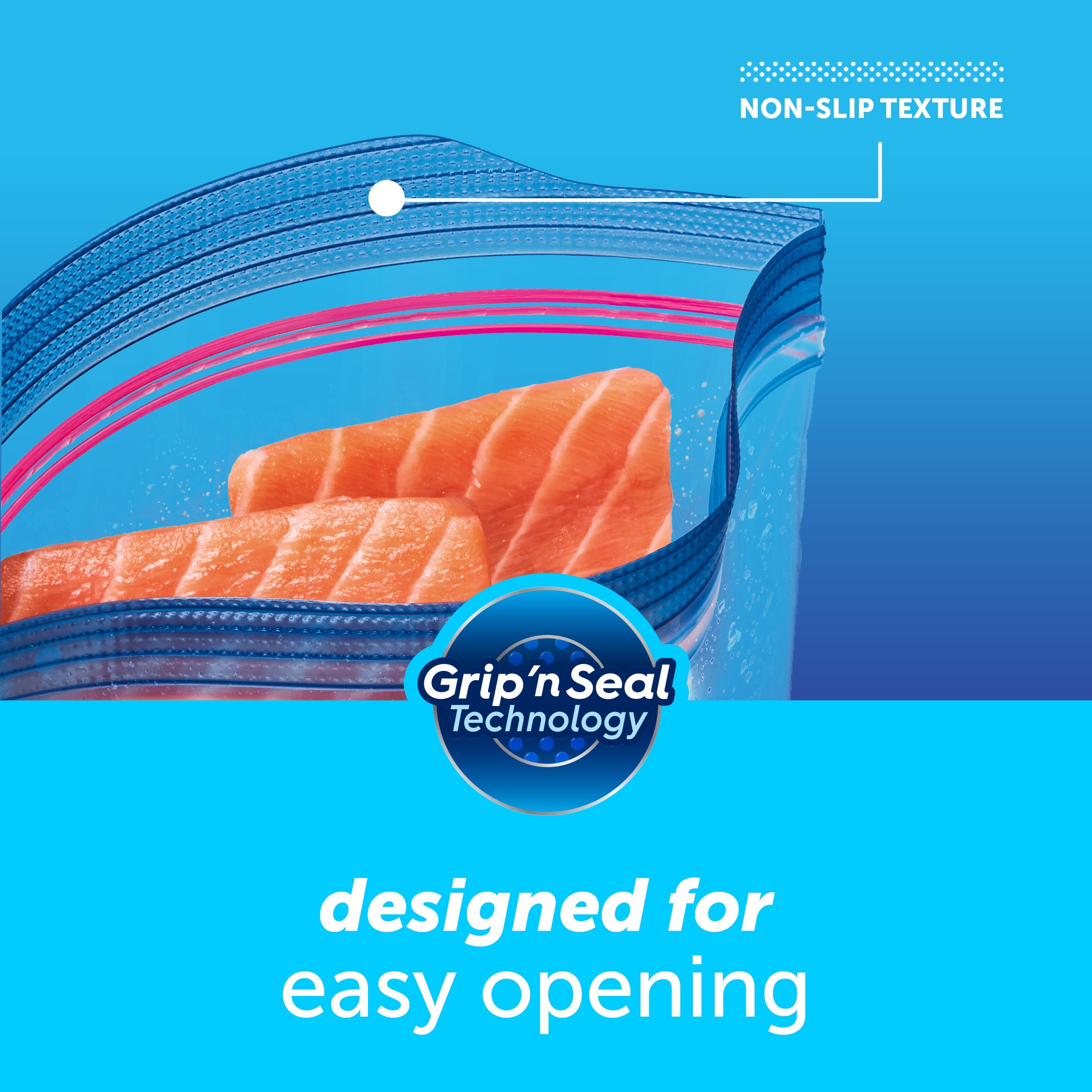 Large Food Storage Bags, Grip 'n Seal Technology