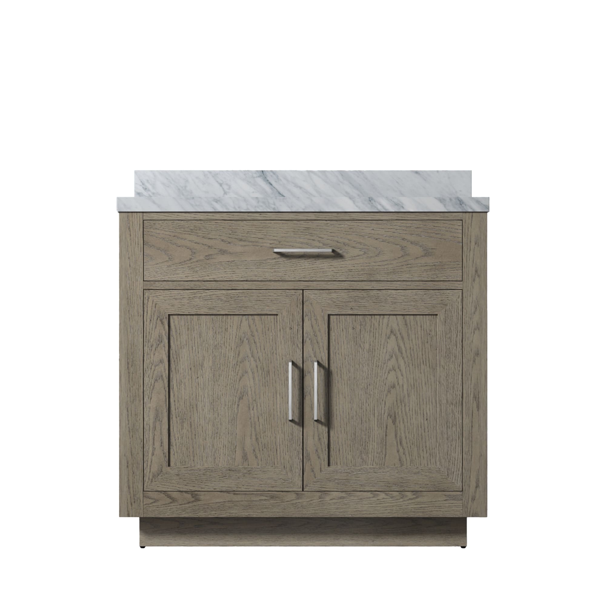 Lexora LVGI36SR100 Gilroy 36-in Grey Oak Single Sink Bathroom Vanity with White Carrara Marble Top