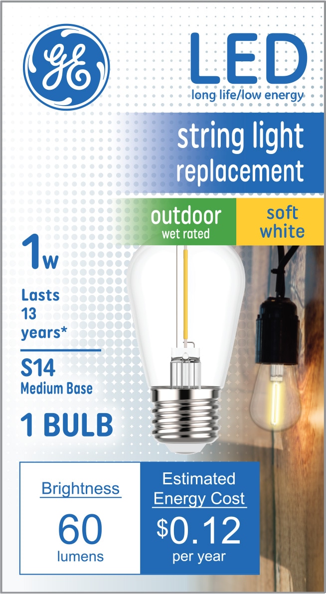 GE 1-Watt EQ S14 Warm White Medium Base (e-26) LED Light Bulb at