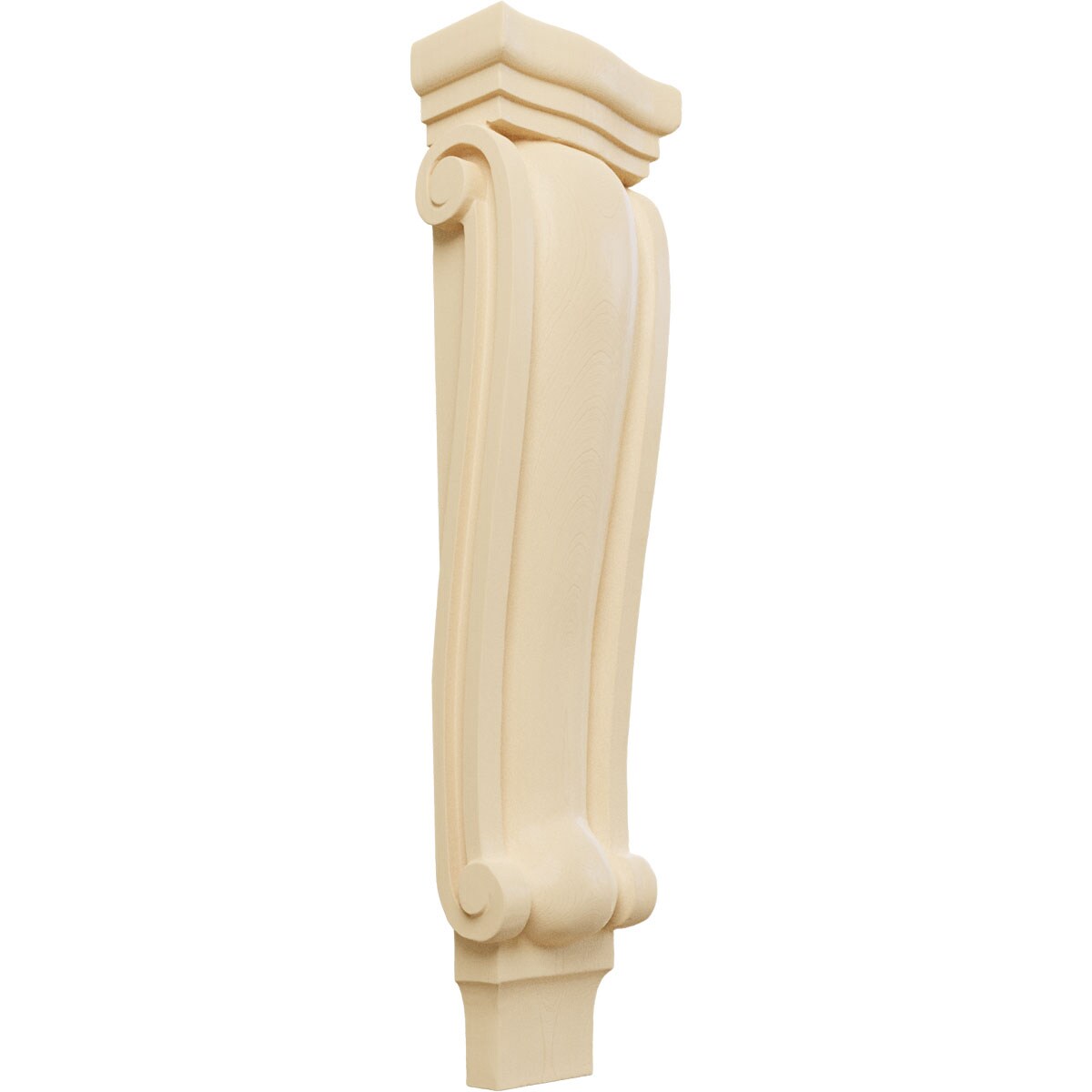 Ekena Millwork CORW06X03X22PTMA 6.25-in x 3.0-in x 22-in Unfinished Maple Wood Paintable/Stainable Corbel
