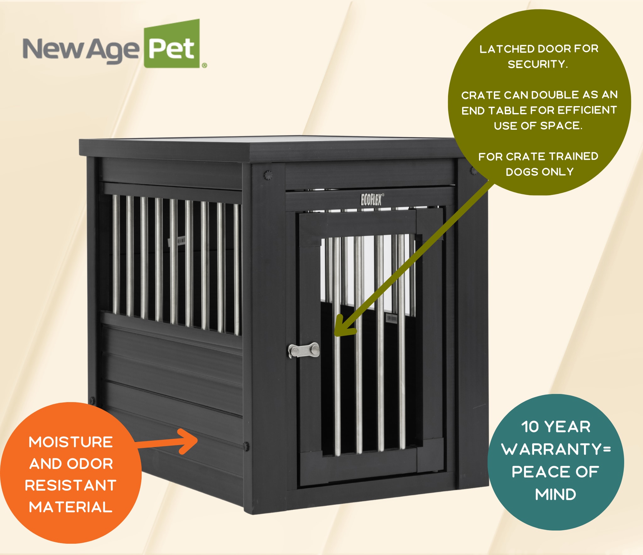 Extra Large Black and Brown Ecoflex Dog Crate End Table