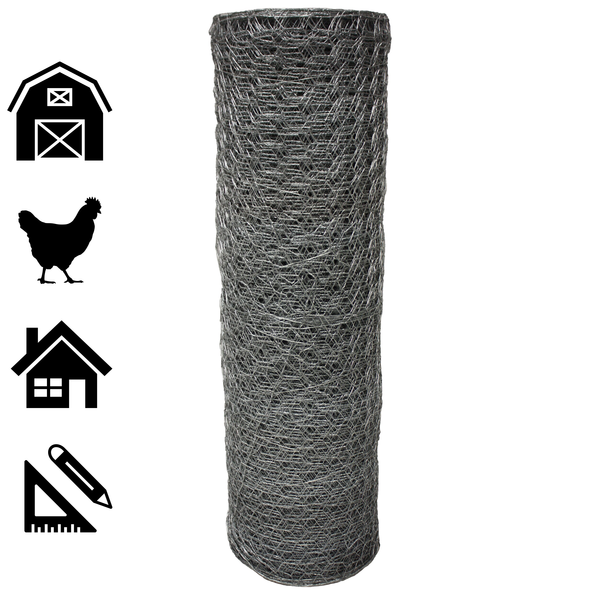 Acorn International 50-ft x 5-ft 20-Gauge Silver Galvanized Steel Poultry  Netting Rolled Fencing with Mesh Size 1-in in the Rolled Fencing department  at