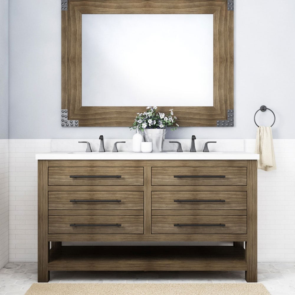 Allen + Roth Kennilton 60-in Gray Oak Undermount Double Sink Bathroom ...