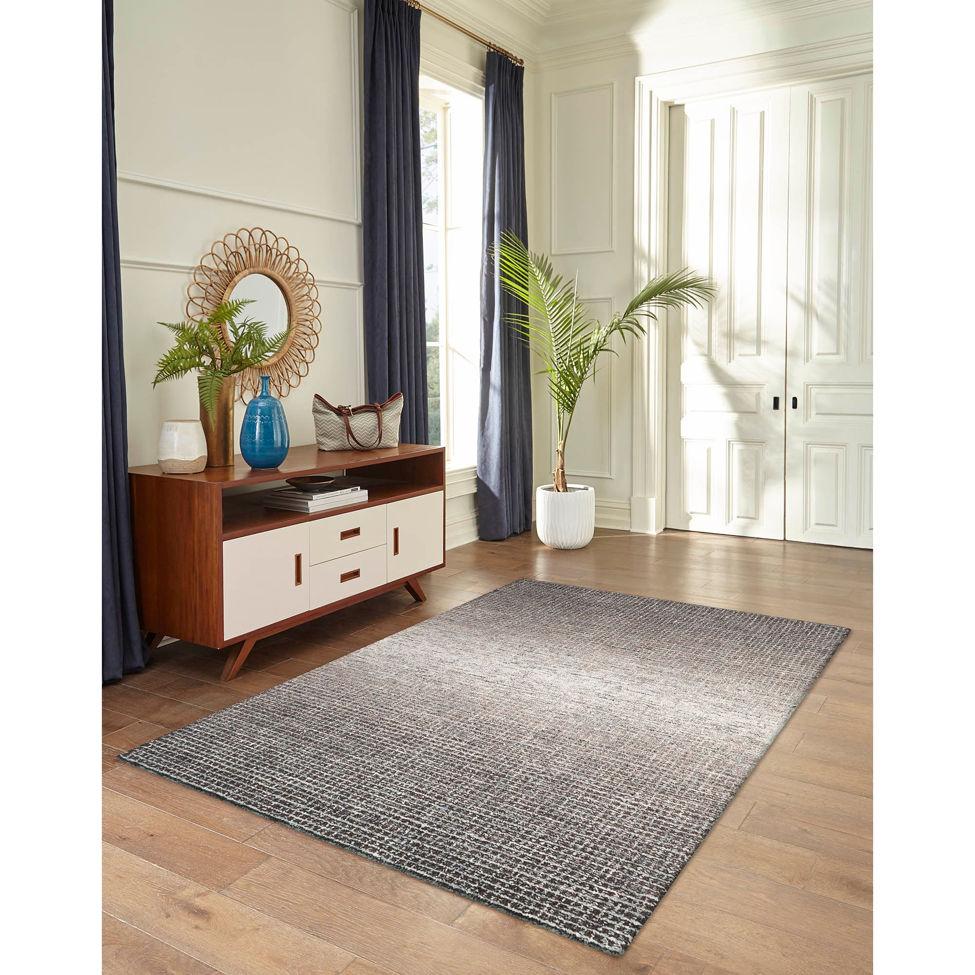Handmade Charcoal Geometric Wool 5' x 7' Tufted Rug