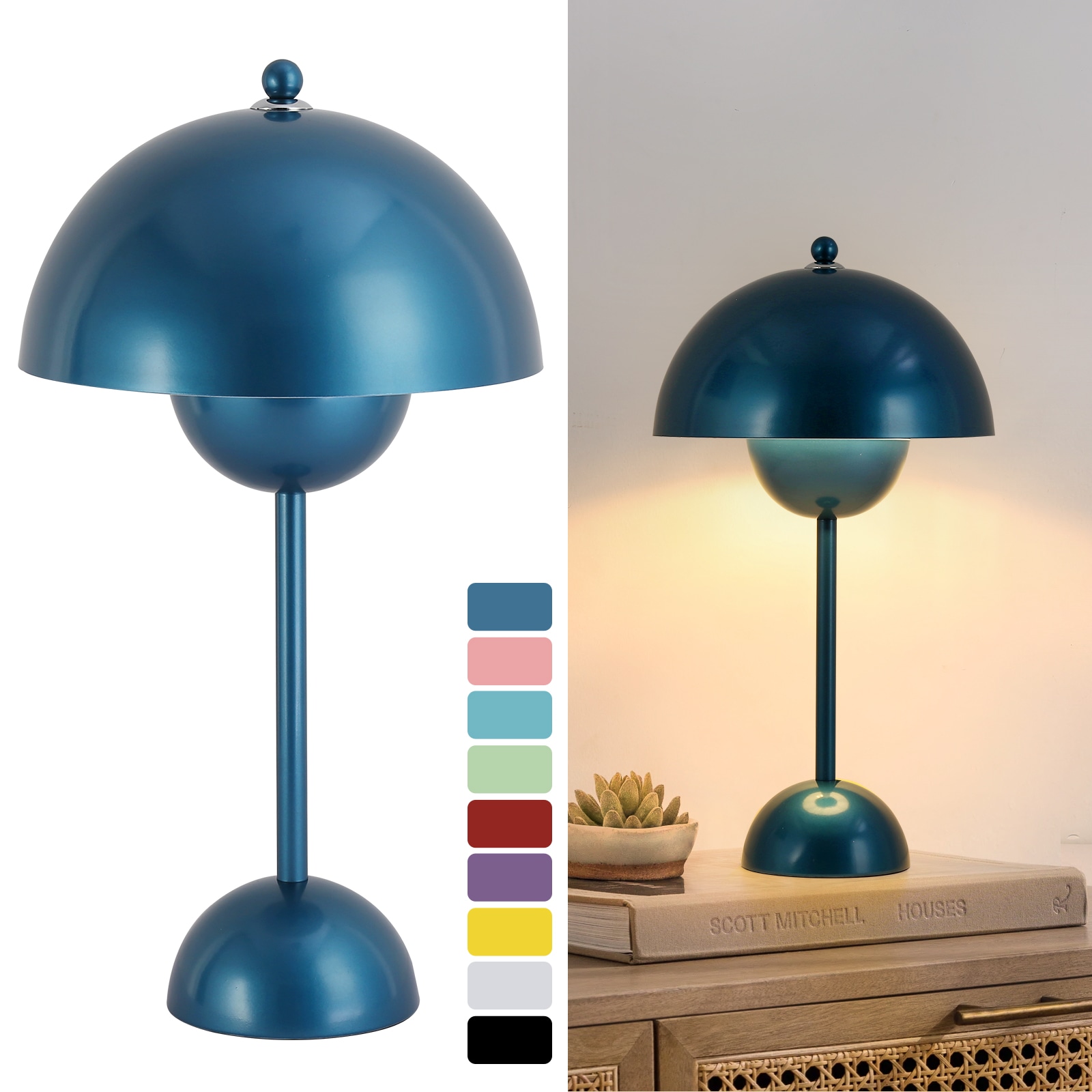 Zompoo 18-in pearl blue Standard Desk Lamp with Metal Shade