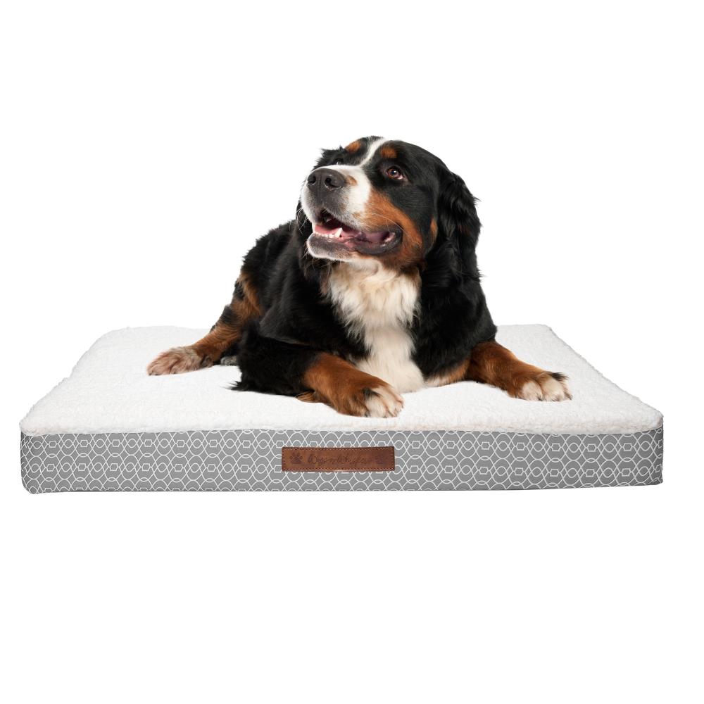 Basics Faux-Sherpa Padded Bolster Pet Bed 46 x 28 Inches X-Large 
