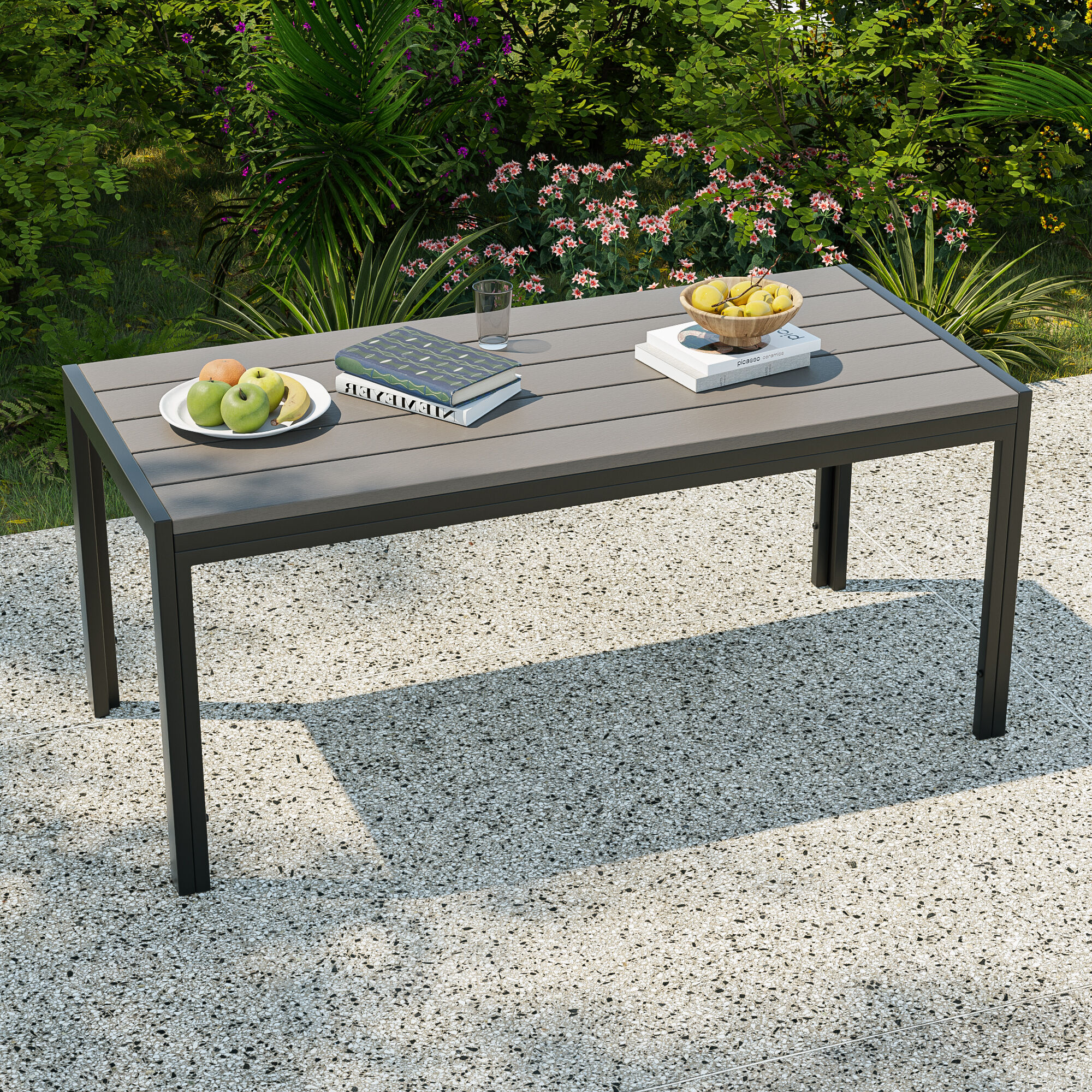 ACEGOSES LW-115T1-GY Skytop Rectangle Wicker Outdoor Coffee 20.1-in W x 45.3-in L