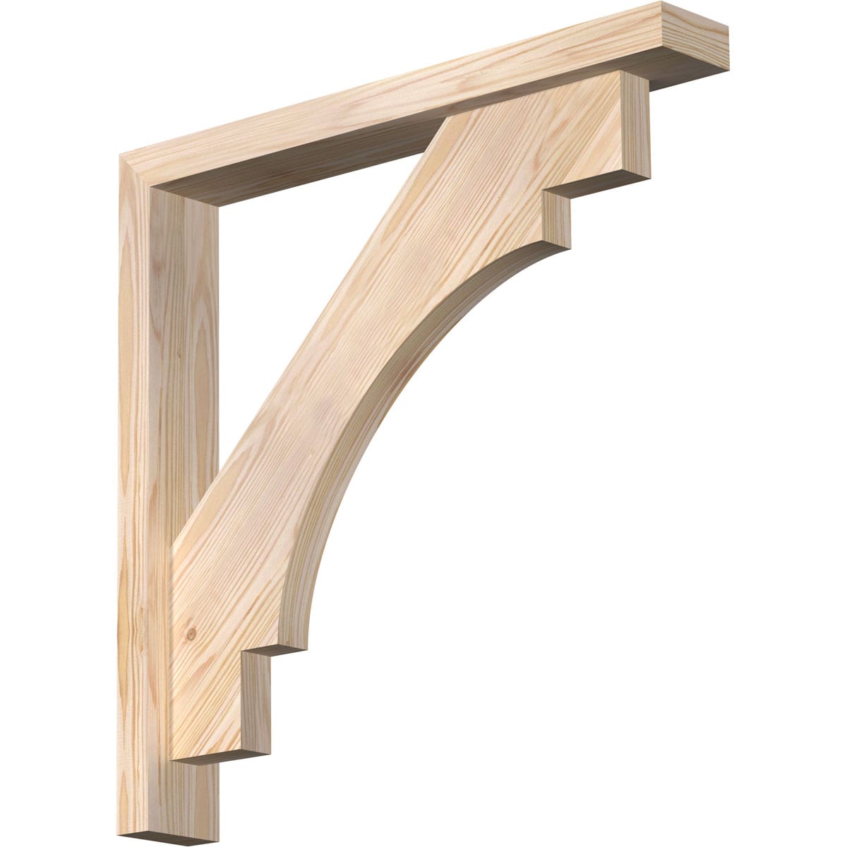 Ekena Millwork 1463323 Merced Block Smooth Bracket with Offset Brace Douglas Fir Wood Standard Bracket