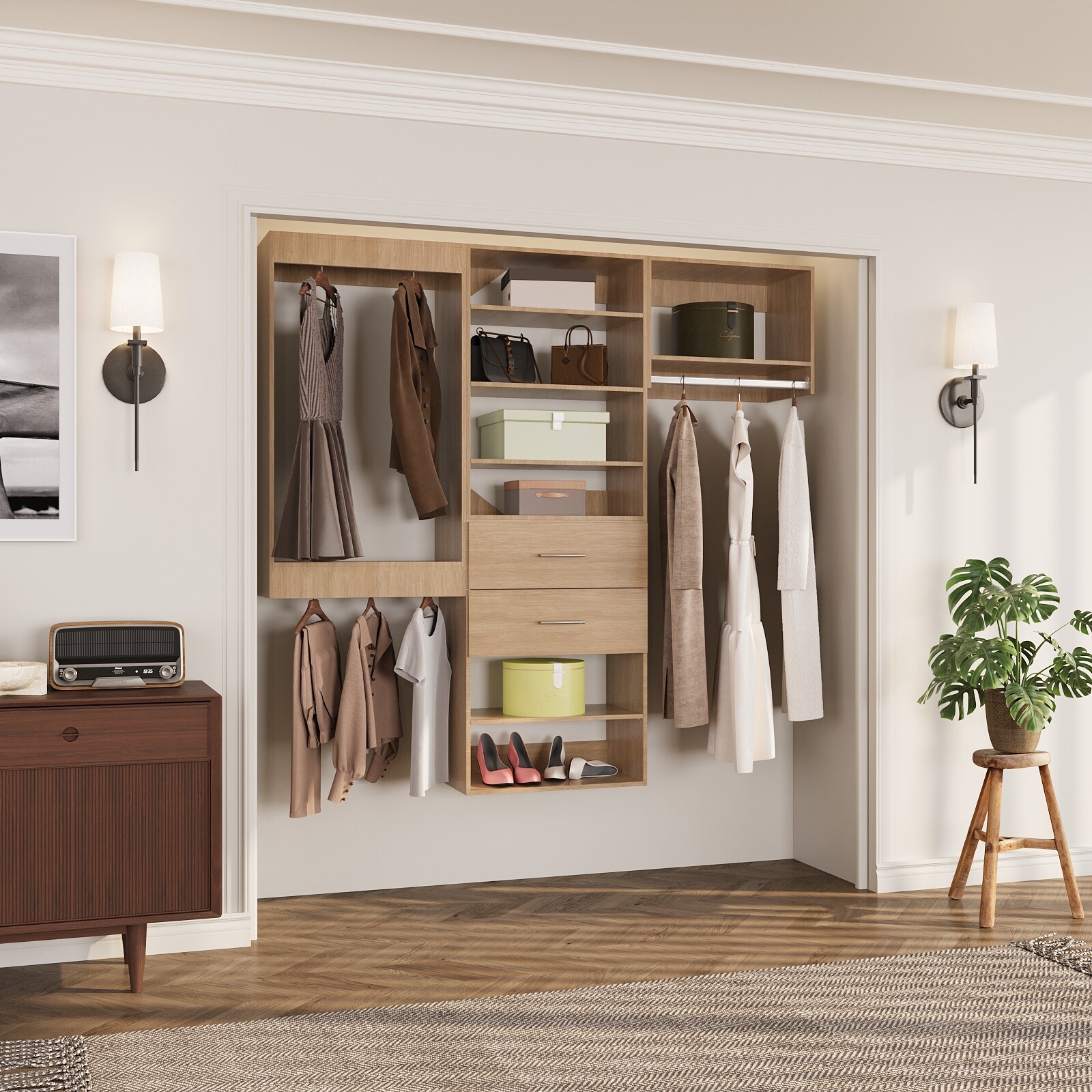 LOVMOR LO-MODEL17-23-ZJL Wood-Closet-Shelves - View #3