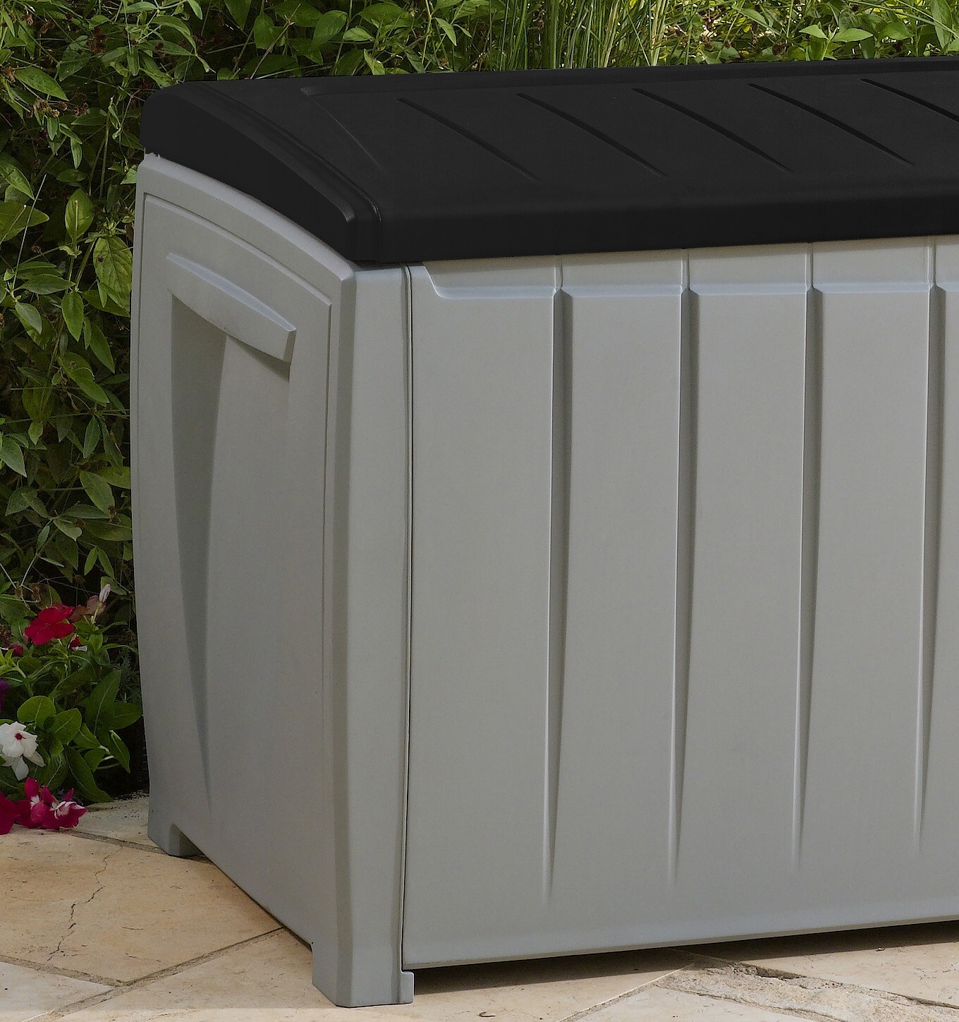 Keter 90 Gallon Black and Gray Lockable Plastic Deck Box