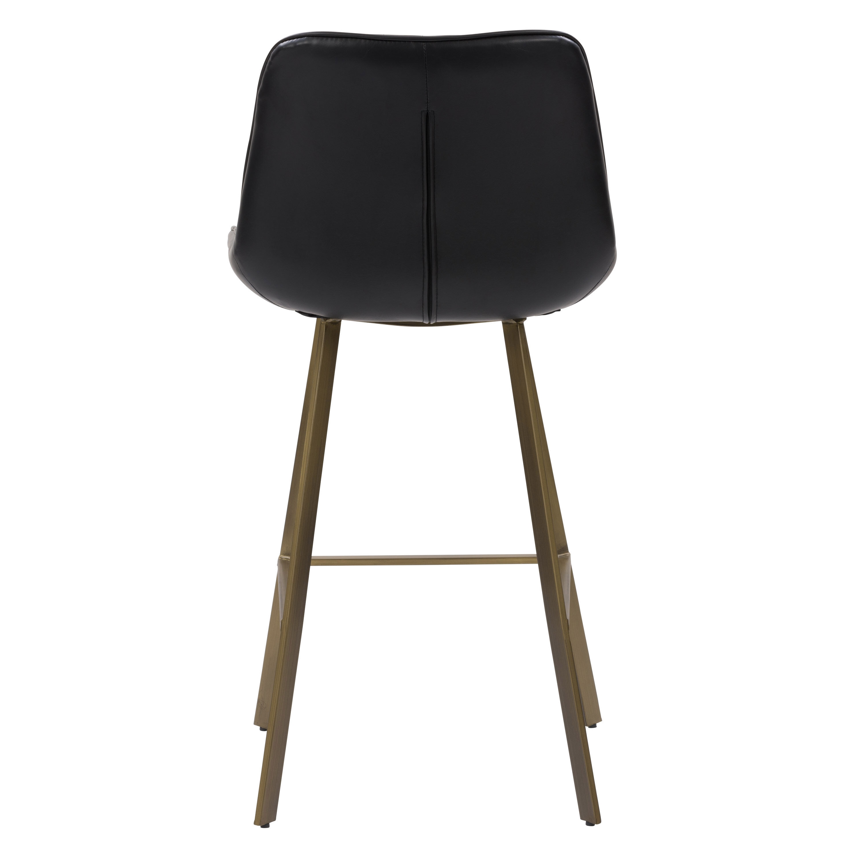 Blakeley Black Faux Leather & Metal 34" Modern Farmhouse Barstools - Set of 2