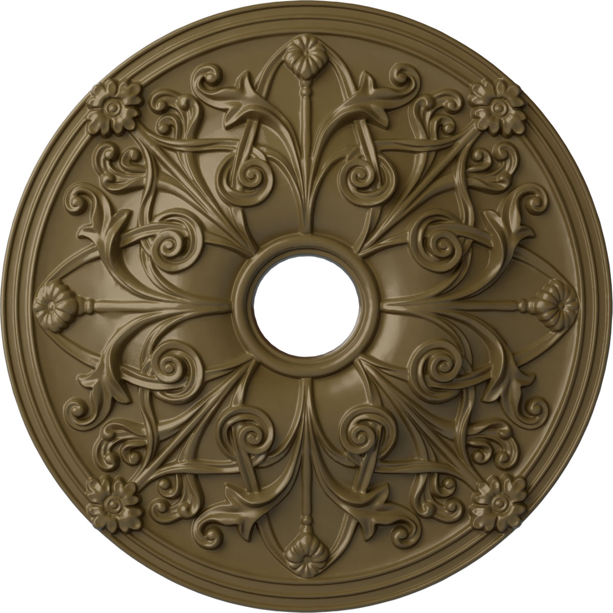 Ekena Millwork CM23JAMMF Jamie 23.625-in W x 23.625-in L Painted Mississippi Mud Polyurethane Whole Ceiling Medallion
