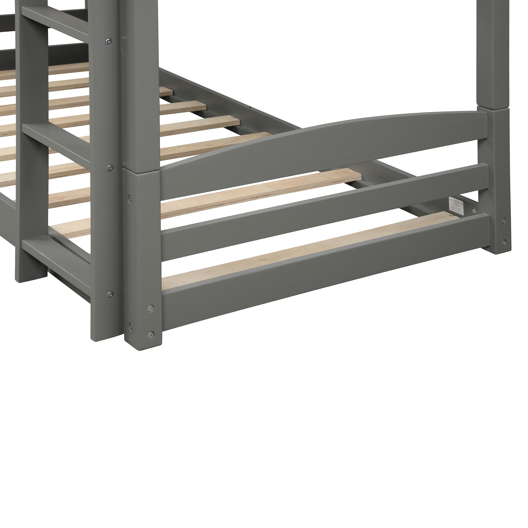 Clihome Contemporary Gray Triple Bunk Bed, Twin over Twin, with ...