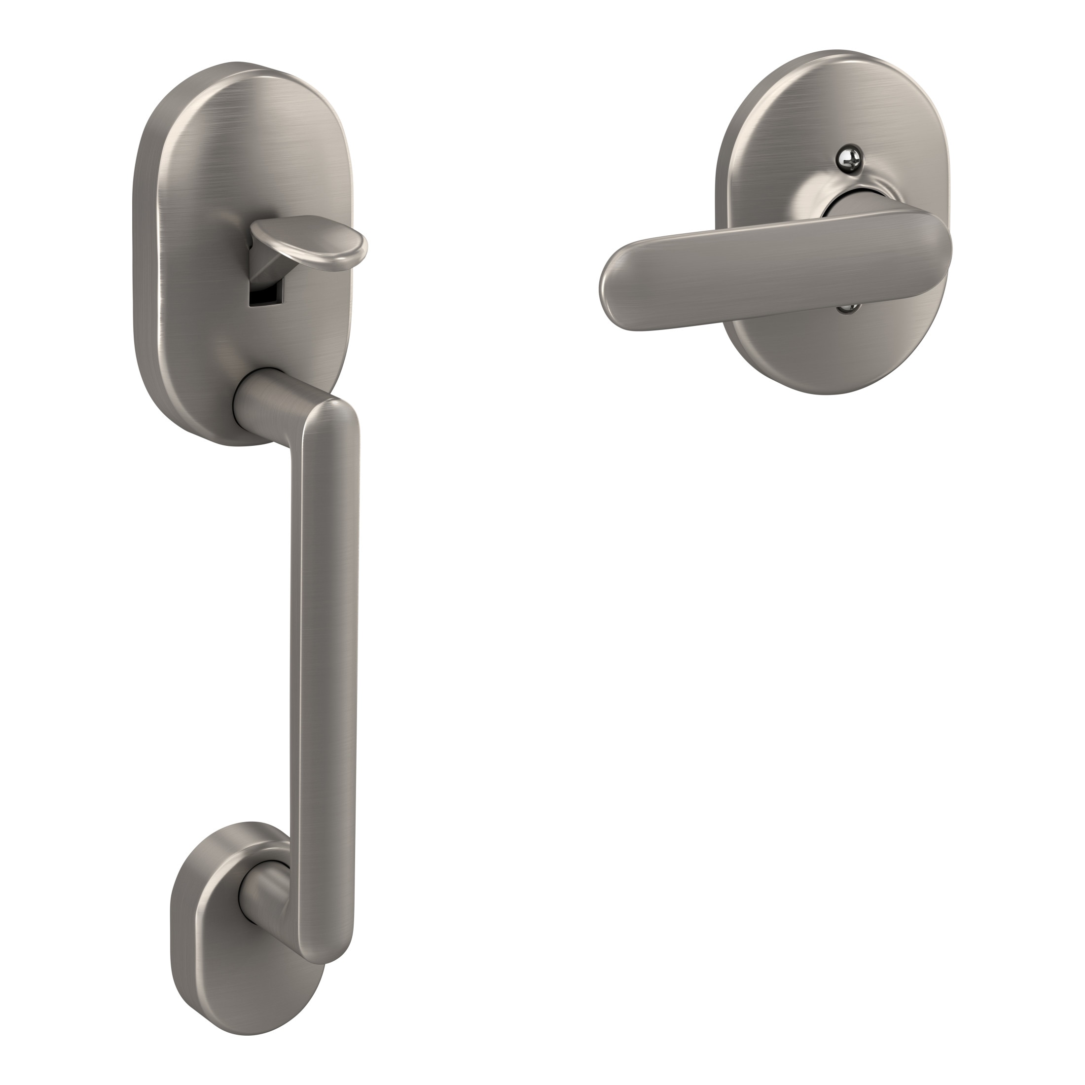 Schlage Remsen-Davlin Satin Nickel Entry Door Exterior Handle with Decorative  Lever in the Handlesets department at