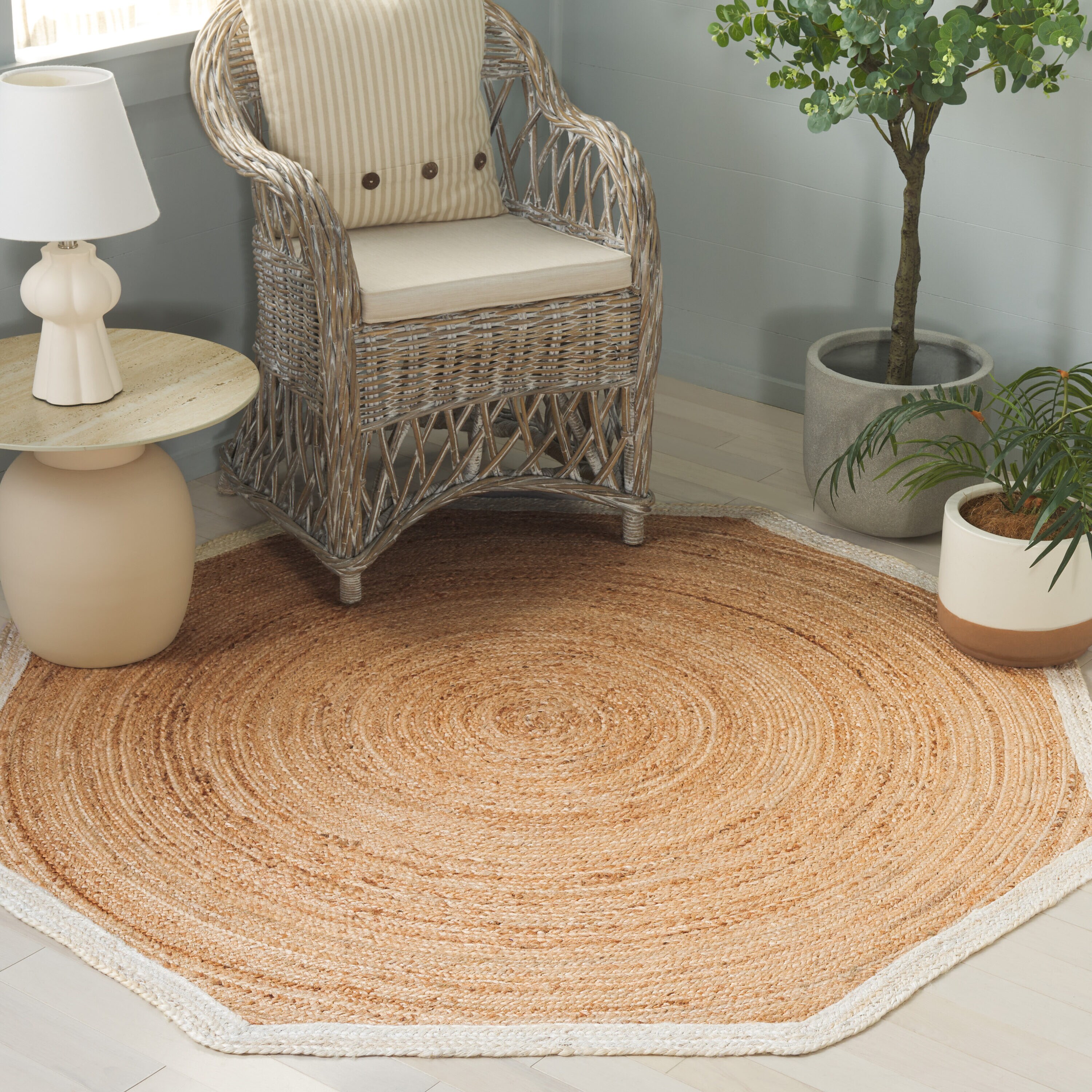  Natural Fiber 367 Natural/Bleach Bohemian 6ft x 6ft Square Rug
