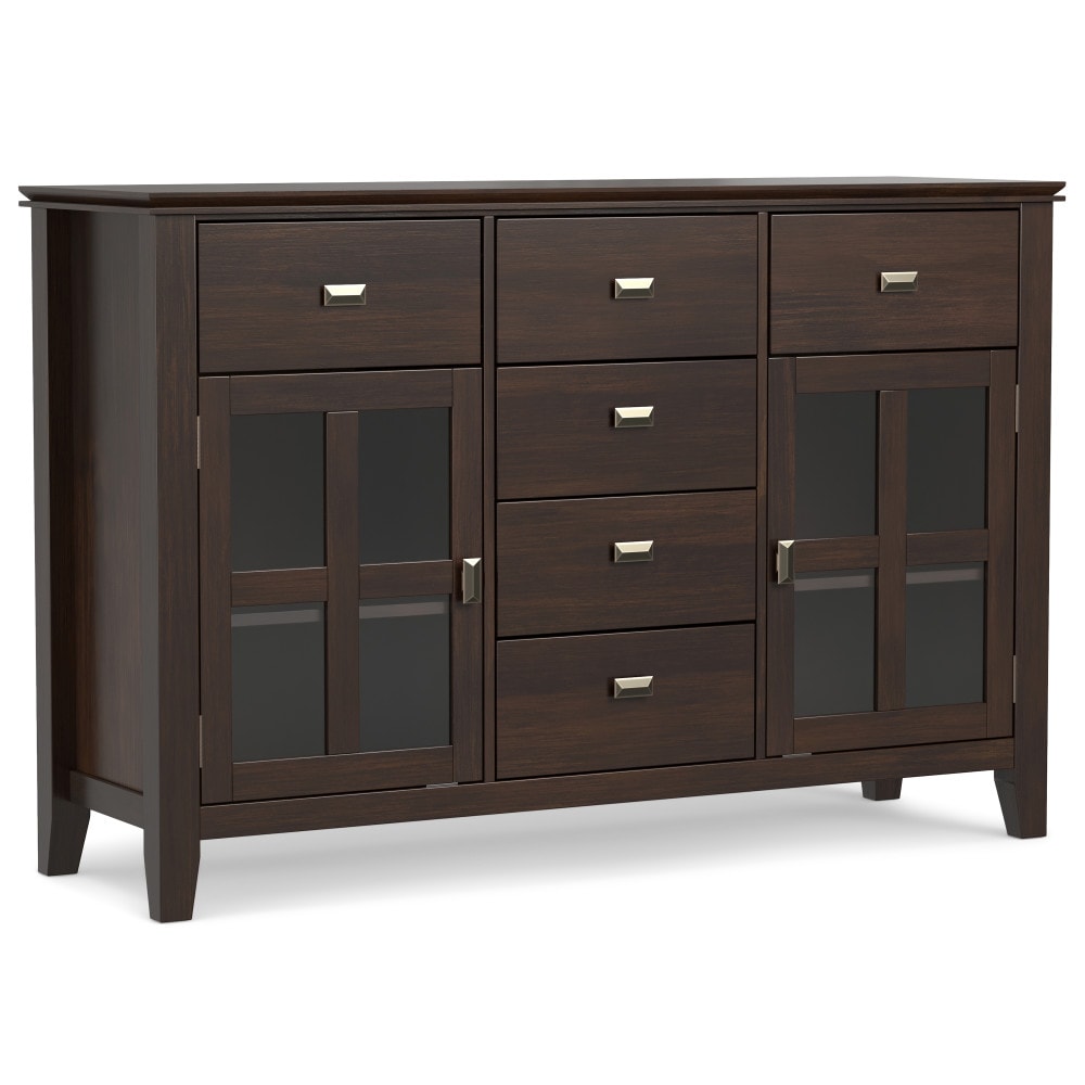 Simpli Home Artisan Transitional Dark Chestnut Brown Pine Sideboard #AXCHOL012-BR
