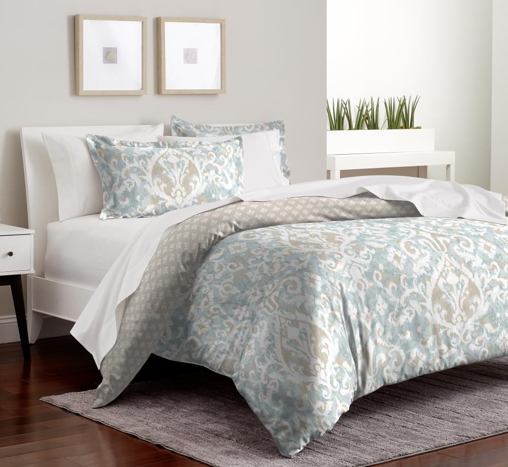 NEW Cream Black Damask Reversible Printed Bedding Bed Duvet Set All Sizes 