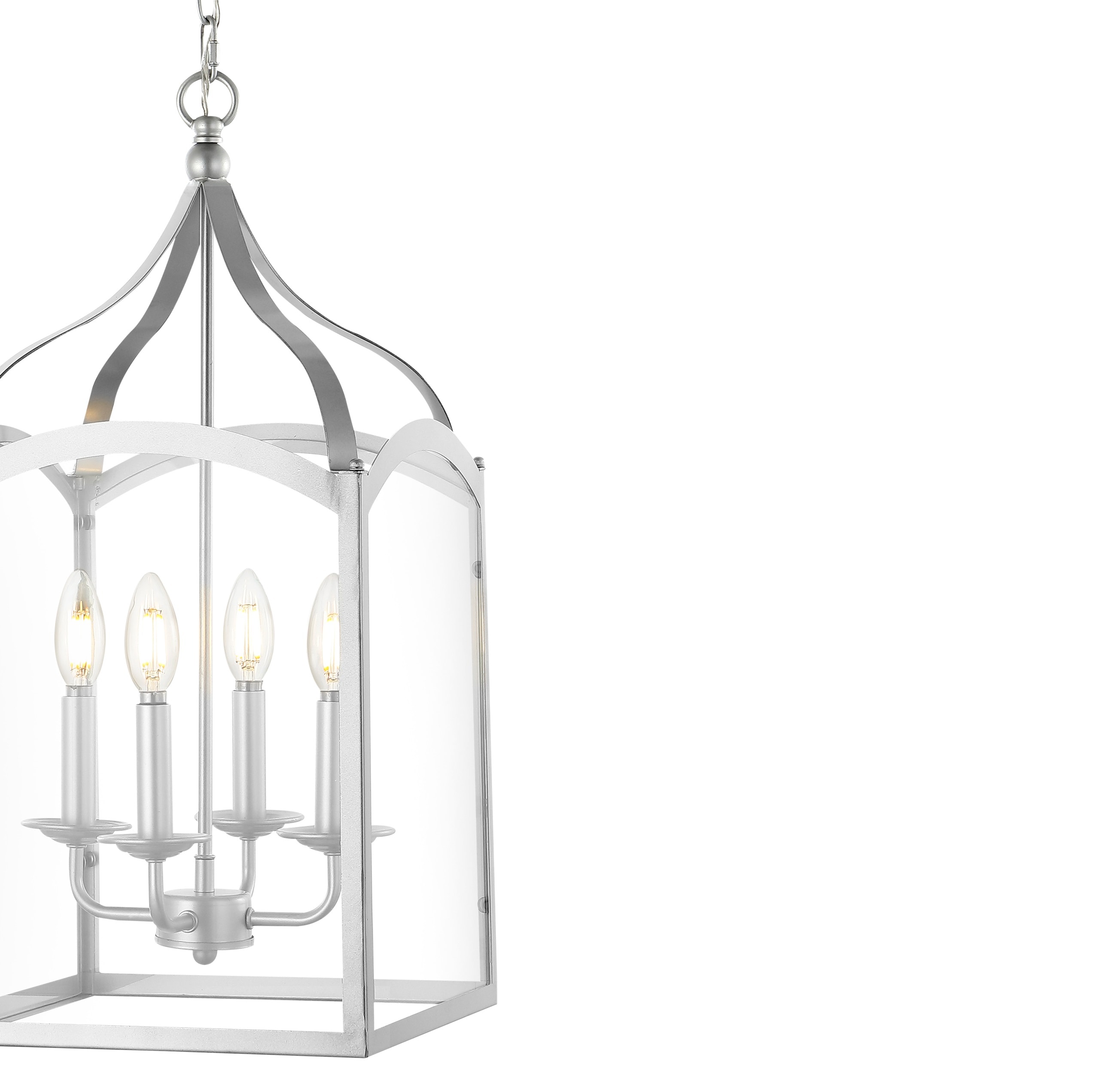 Ruth 4-Light Silver Glass LED Lantern Chandelier