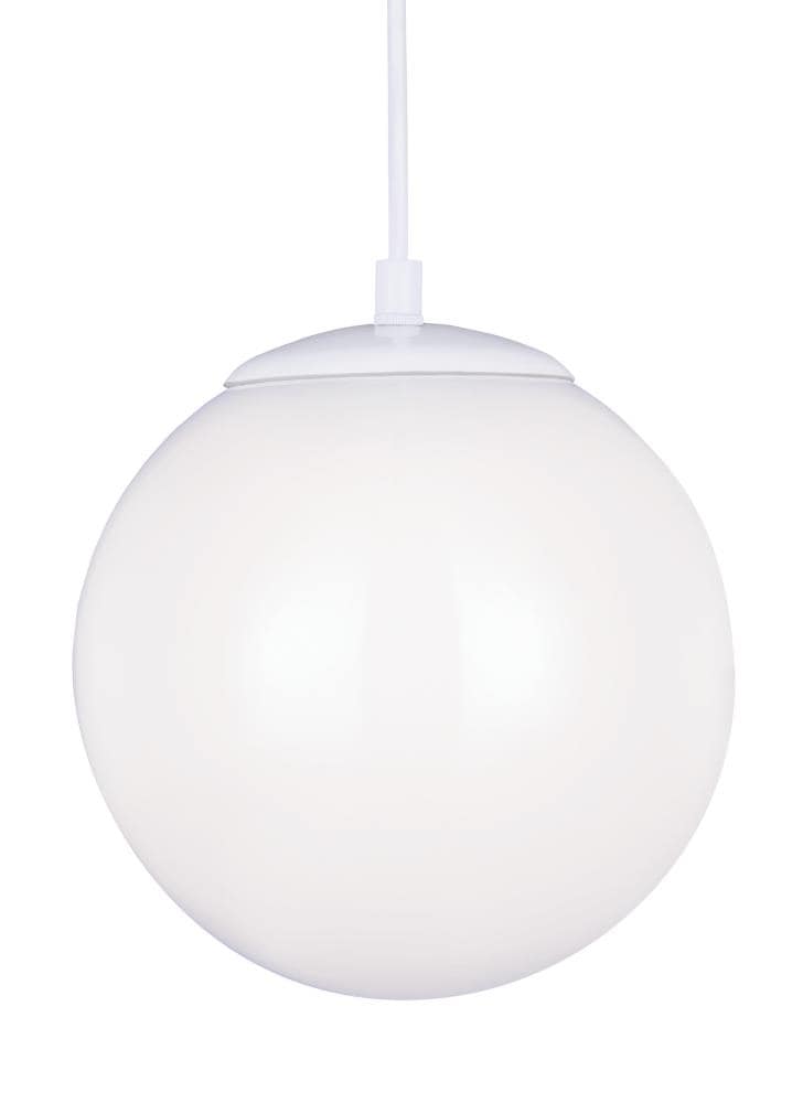 Generation Lighting 6020EN3-15 Leo 1 -Light White Modern/contemporary White glass Globe Medium Hanging Pendant light
