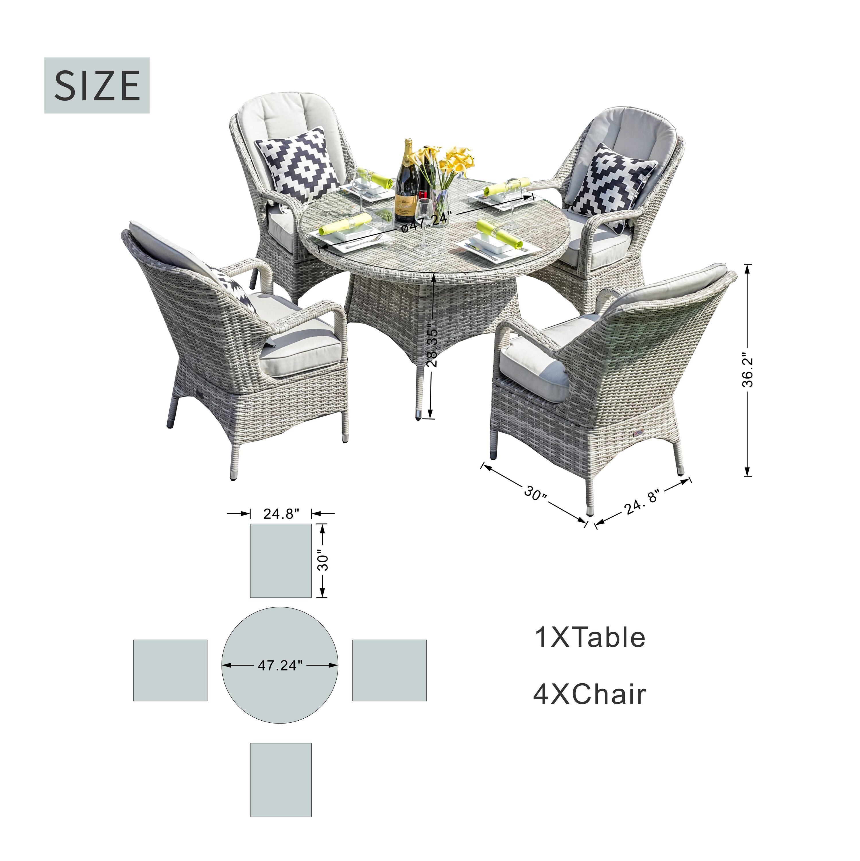 Moda Furnishings MPAD-1709-WW Patio-Dining-Sets - View #4