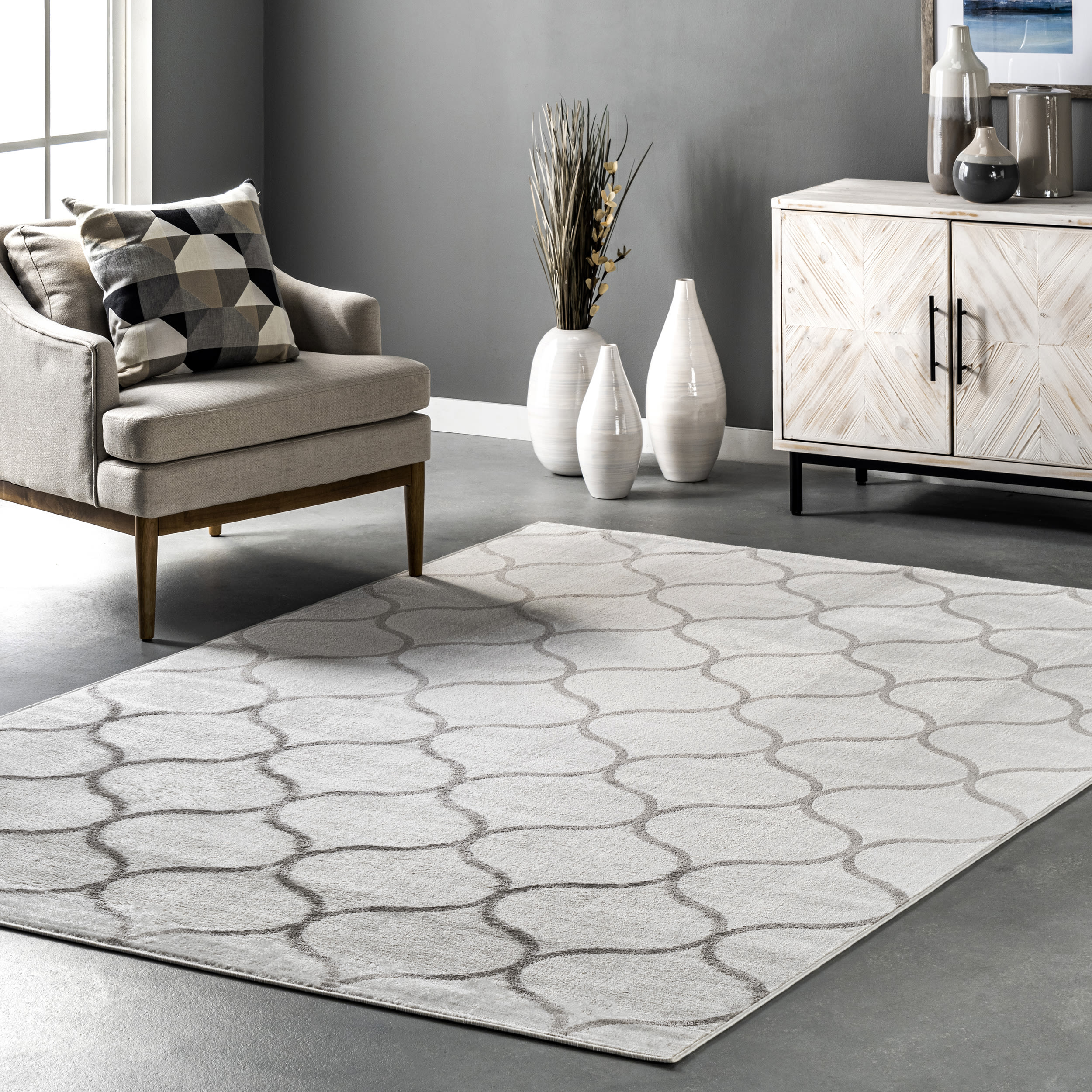 nuLOOM LPBL16A-406 Campbell 4 x 6 (ft) Loomed Polypropylene Beige Rectangular Indoor Geometric Area rug