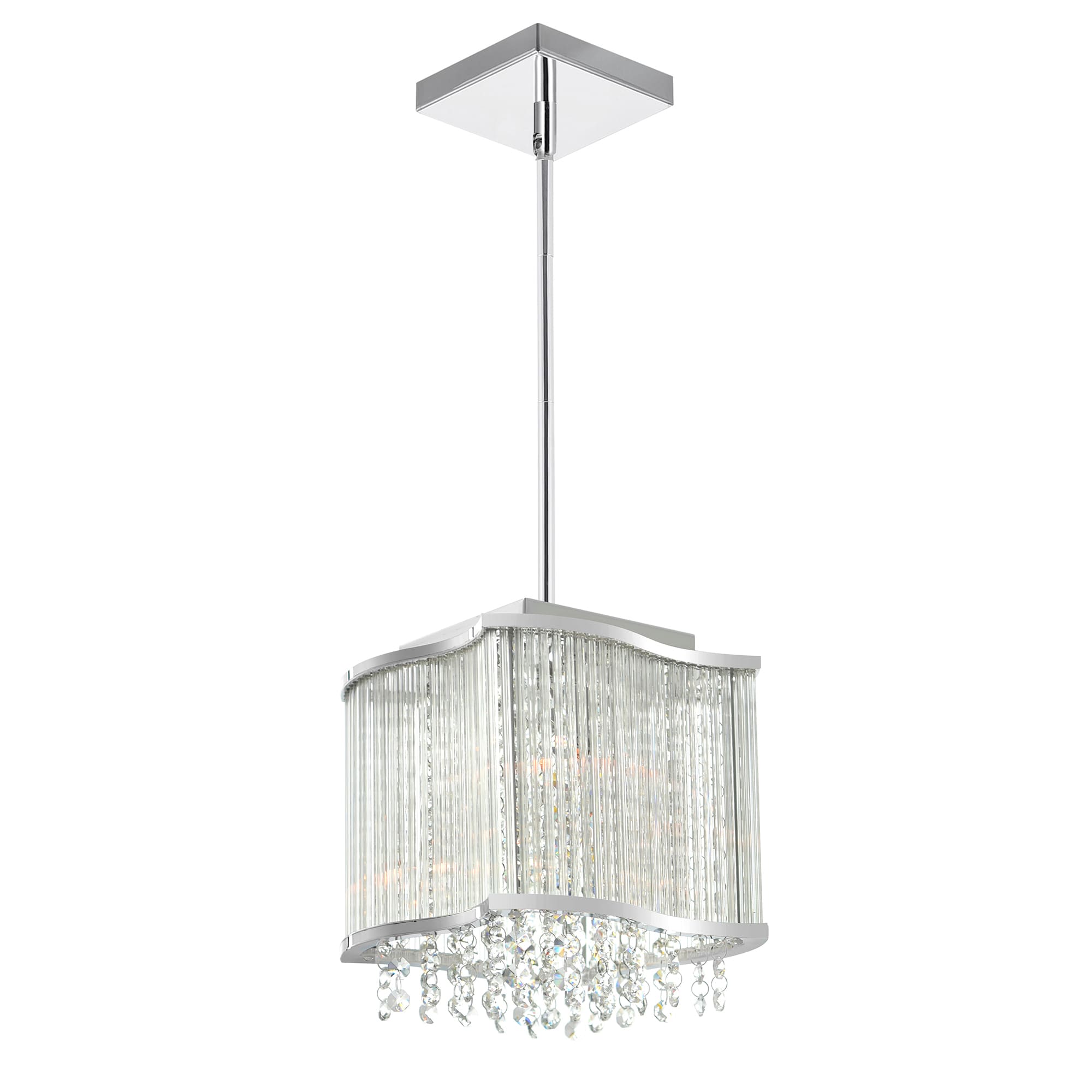 Elsa Crystal Chrome LED Mini Drum Pendant Light