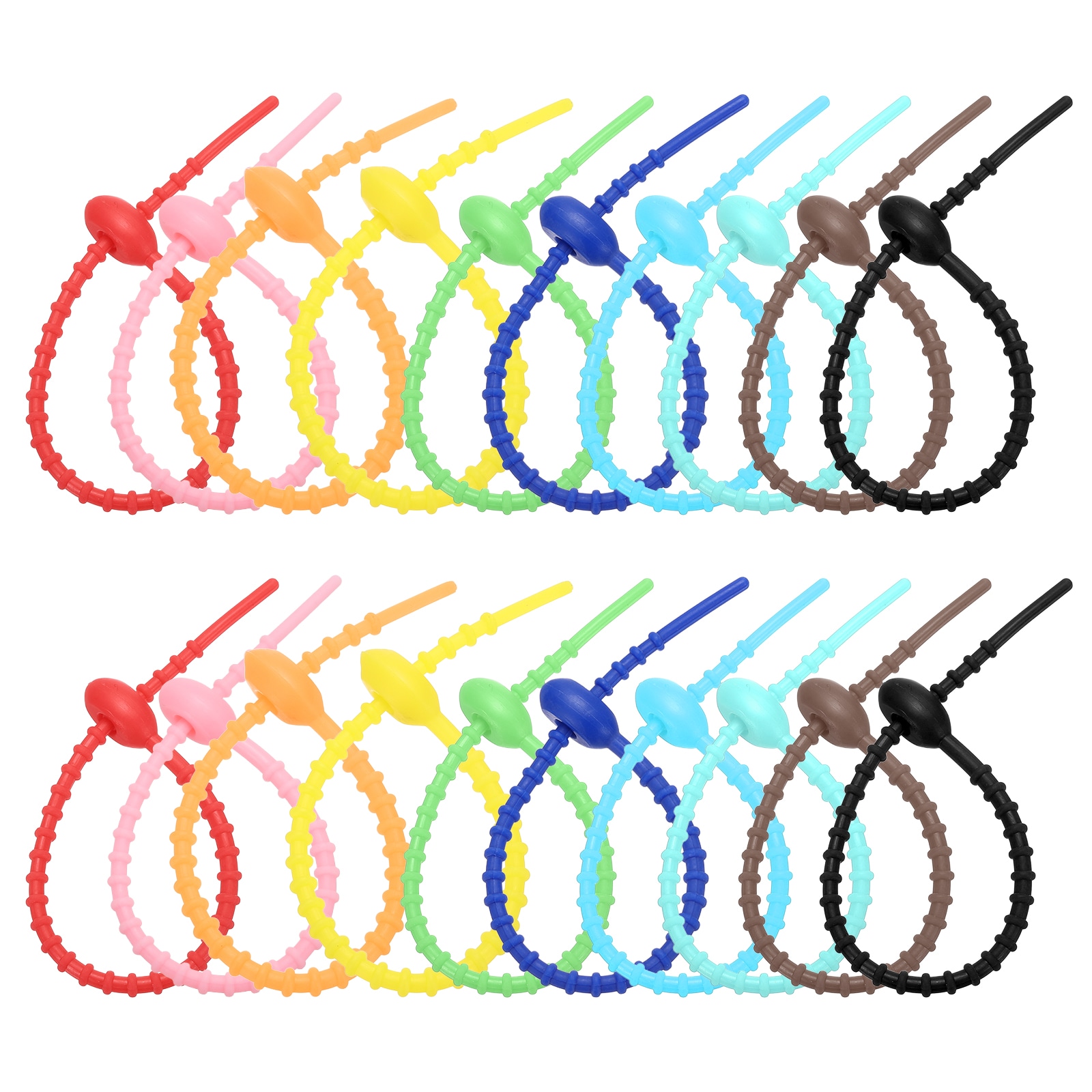 PATIKIL 8 Inch Silicone Cable Ties 20pcs Rubber Reusable Twist Zip Ties Organizer for Home Office Kitchen Food bags Wires Adjustable Bag Clip Colorful