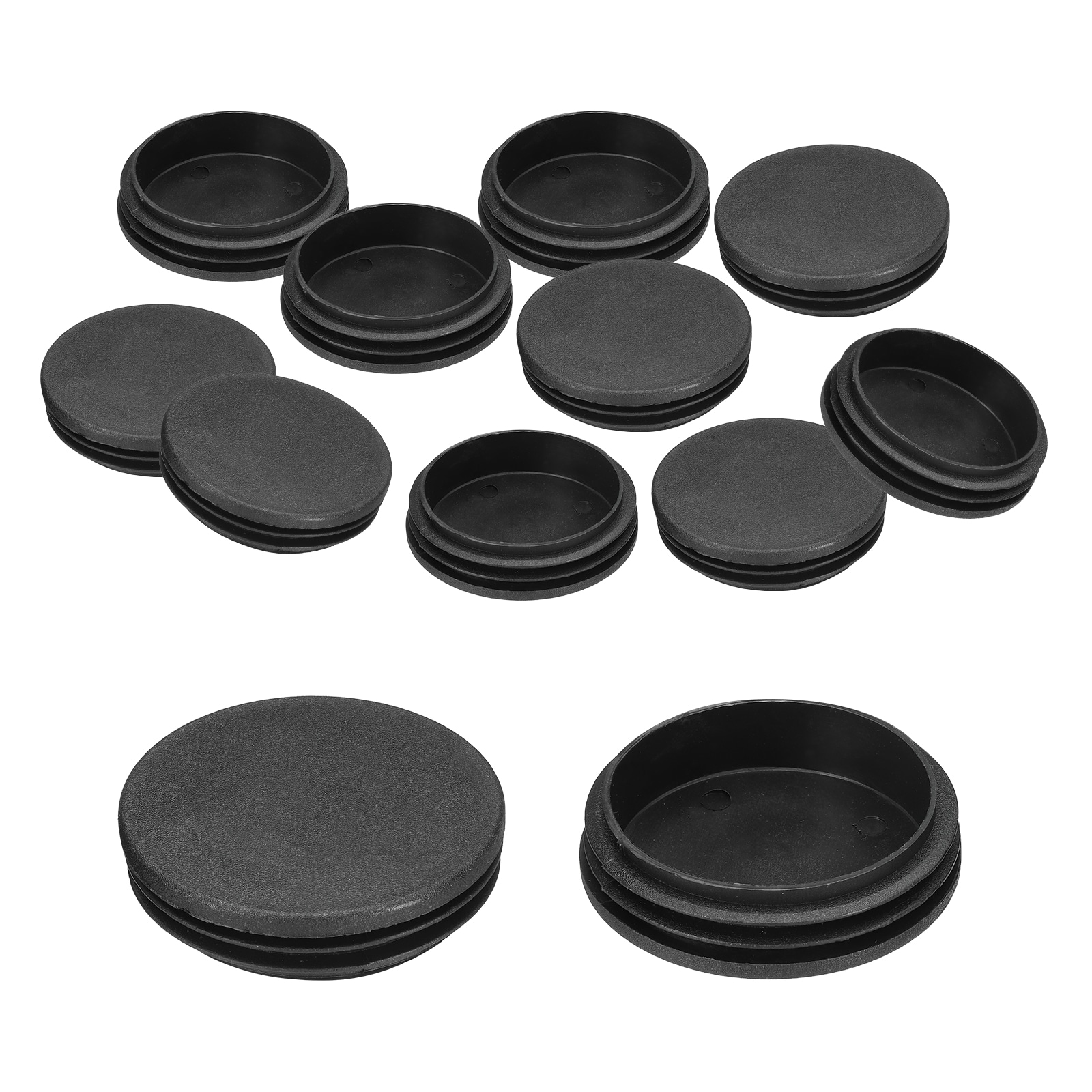 PATIKIL 12pcs 2-1/2-Inch Plastic Tubing End Caps Round Hole Plug Insert for Round Iron Pipe Chair Leg Table Bookshelves Patio Furniture Black