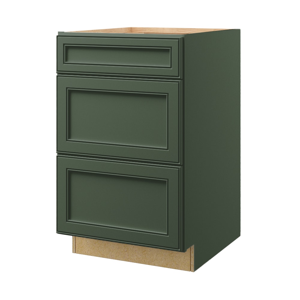 Heathrow 21-in W x 34.5-in H x 24-in D Sage 3-Drawer Base Fully Assembled Cabinet (Recessed Panel Style) in Green | - allen + roth 21210HR