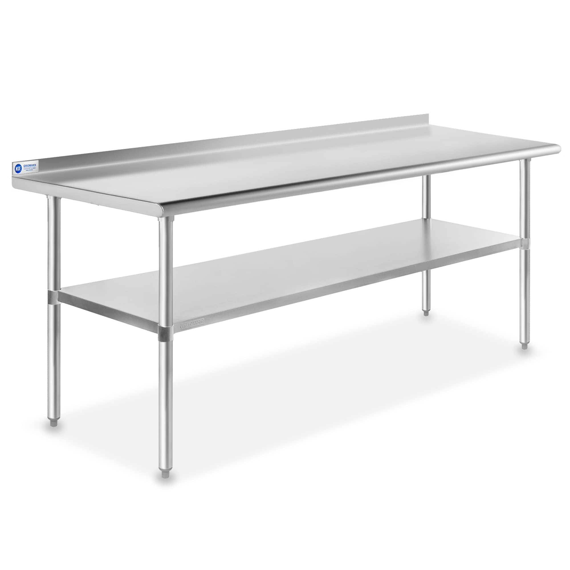 GRIDMANN GR10-BT3072. 72 x 30-in NSF Stainless Steel Prep Table with Backsplash