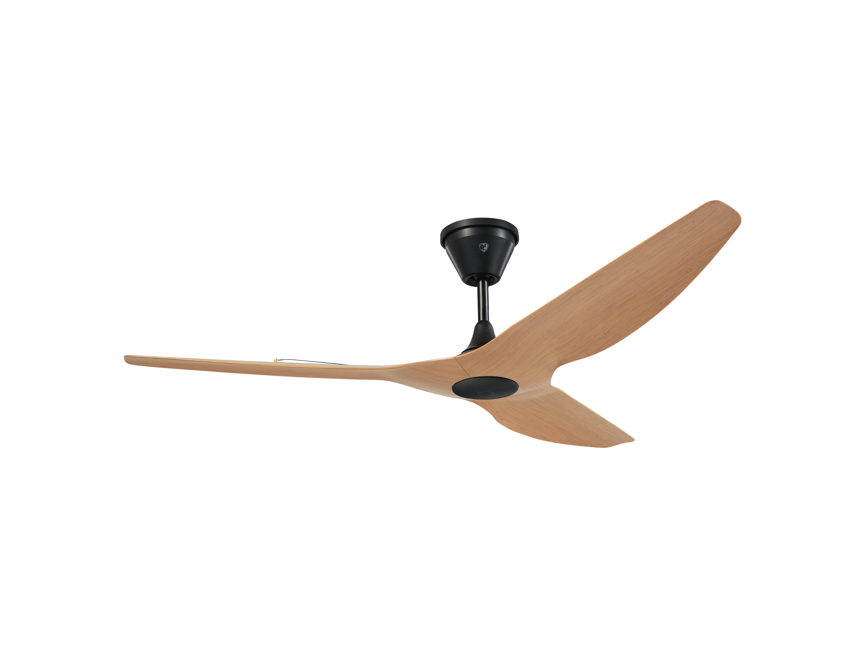 Big Ass Fans 840325218748 Coastal 60-in Outdoor Smart Black with Caramel Bamboo Blades Ceiling Fan and Remote ( 3 -Blade )