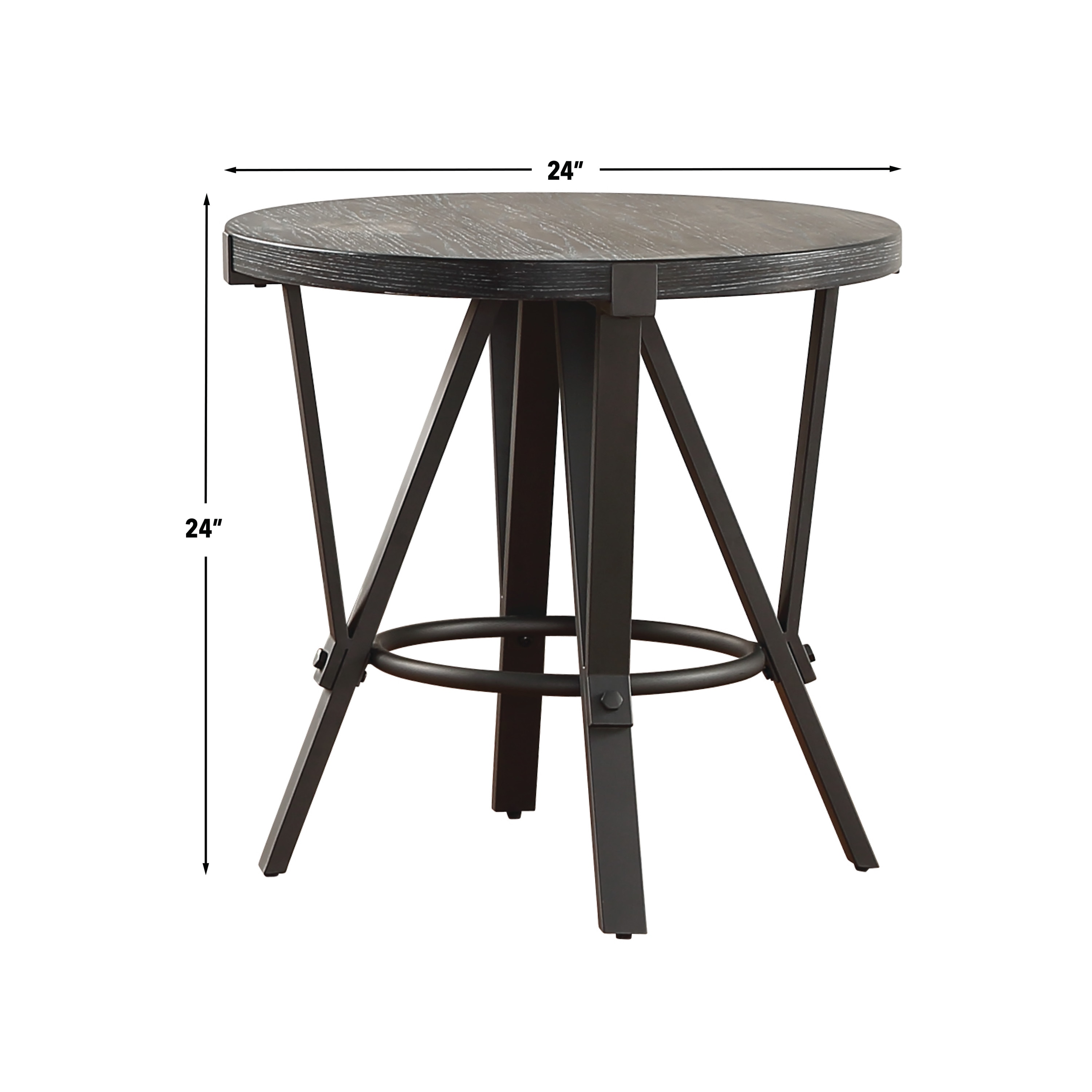 Portland 24-Inch Gray Wood and Metal Round End Table