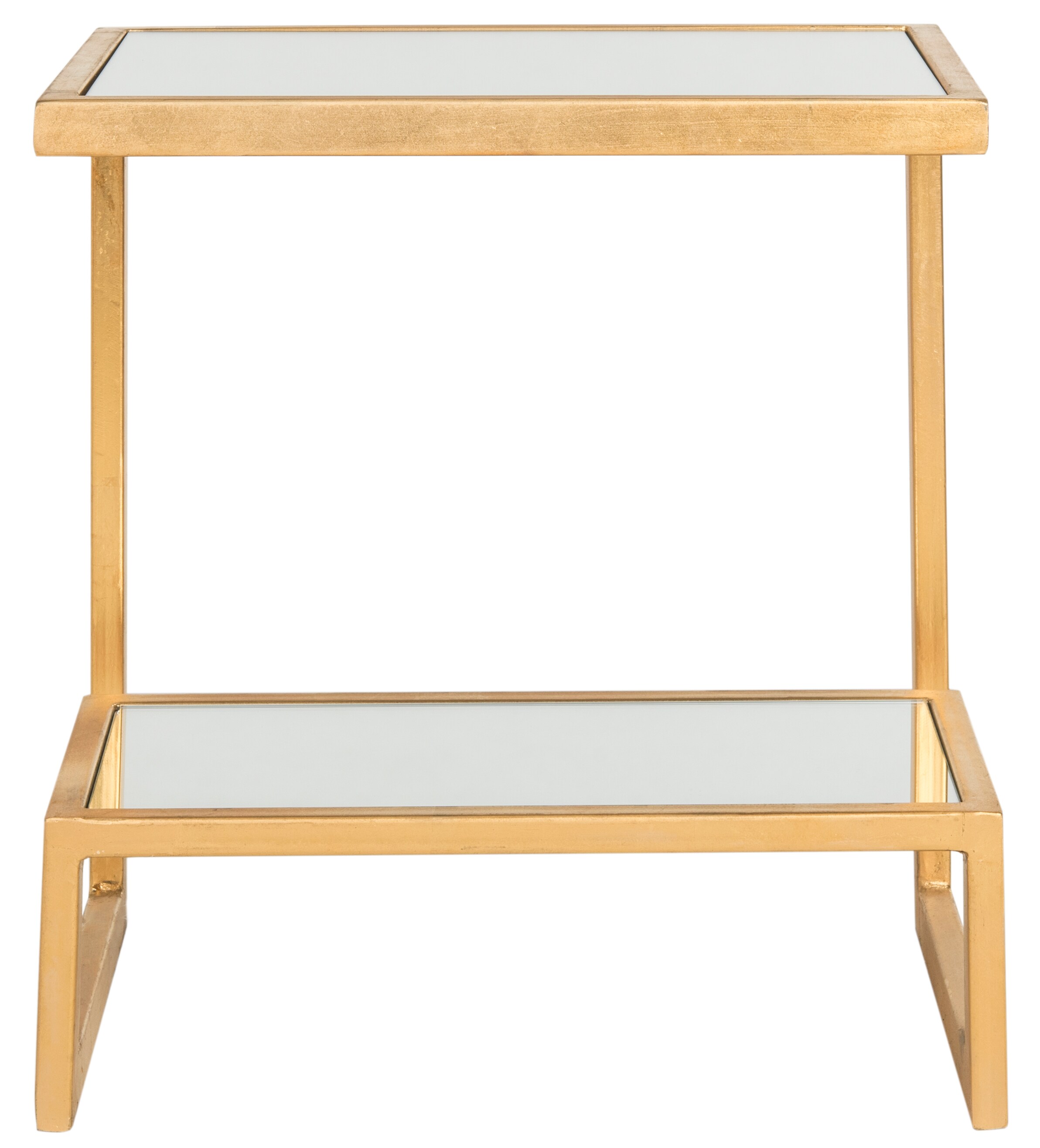 Safavieh FOX2522B Kennedy 19.7-in W x 21.5-in H Gold/White Glass Top Glass Rectangular Modern End Table