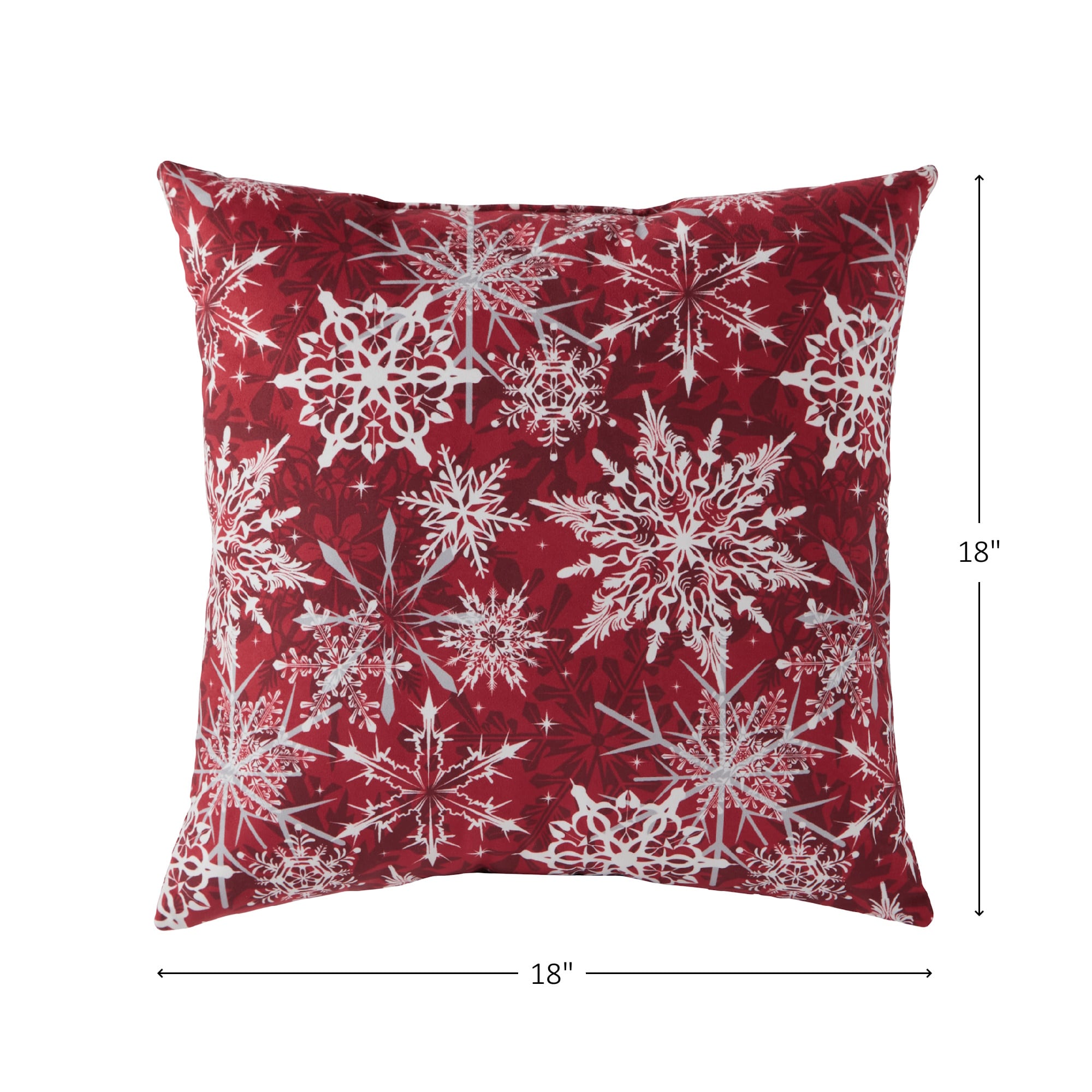 Red and White Snowflake Cotton Holiday Throw Pillow 18"