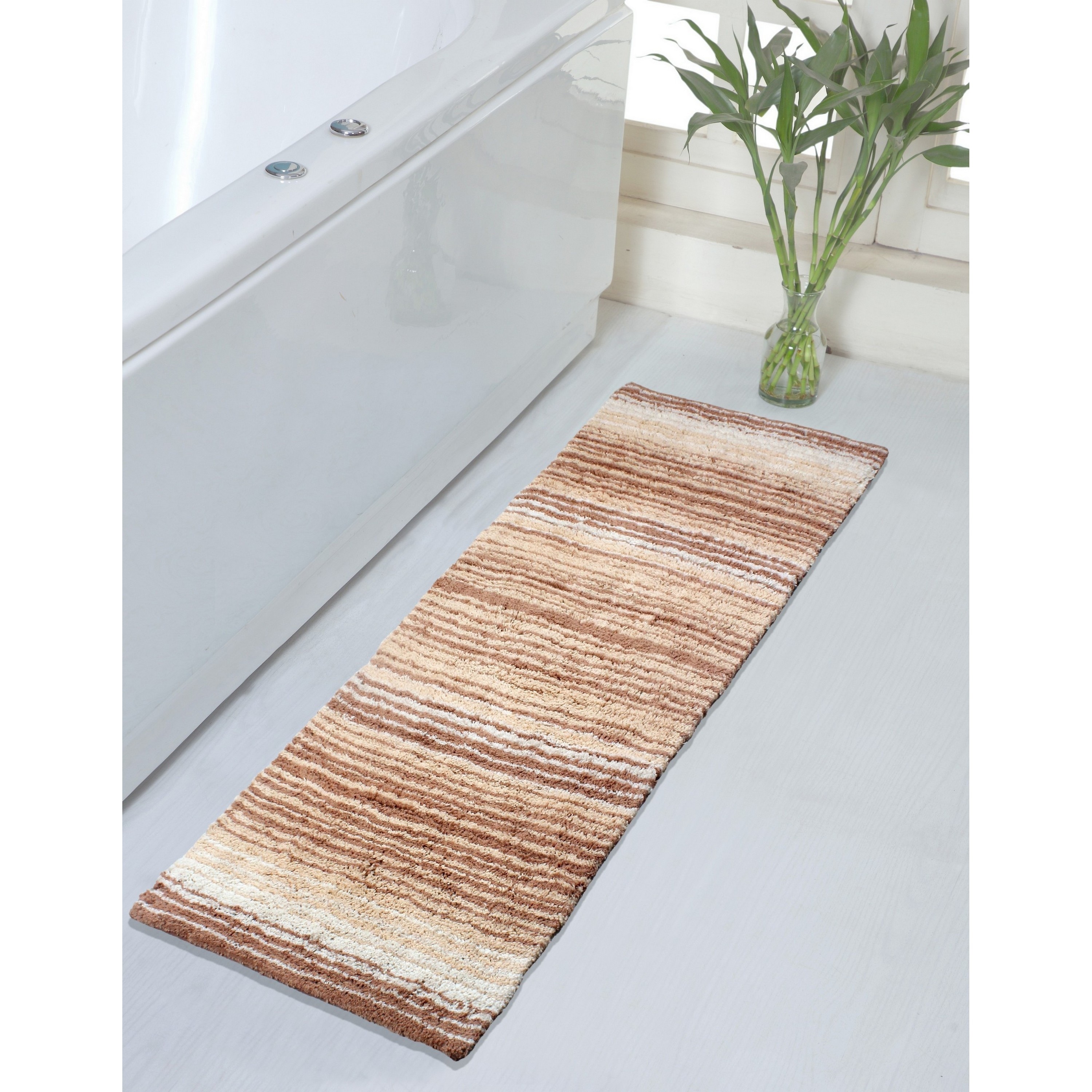 Home Weavers BGRD2154DBE Gradation 21-Inches x 54-Inches Beige Cotton Bath runner