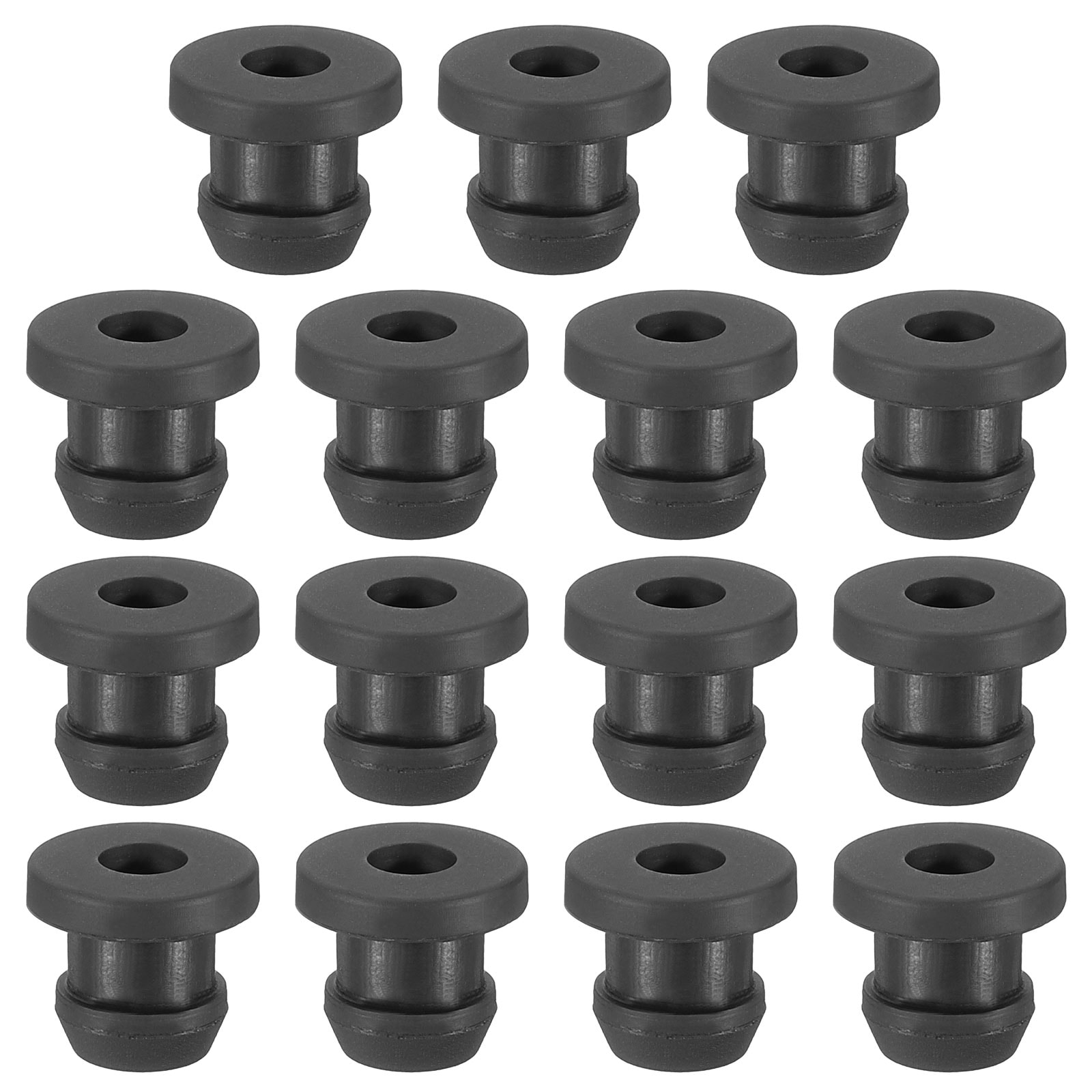 PATIKIL 7mm / 1/4 Inch Drill Hole 3/16 Inch ID Rubber Grommets 15pcs Top Hat Grommet for Wiring Eyelet Ring Gasket Automotive Firewall Cable Hole Plugs Wires Protection Black