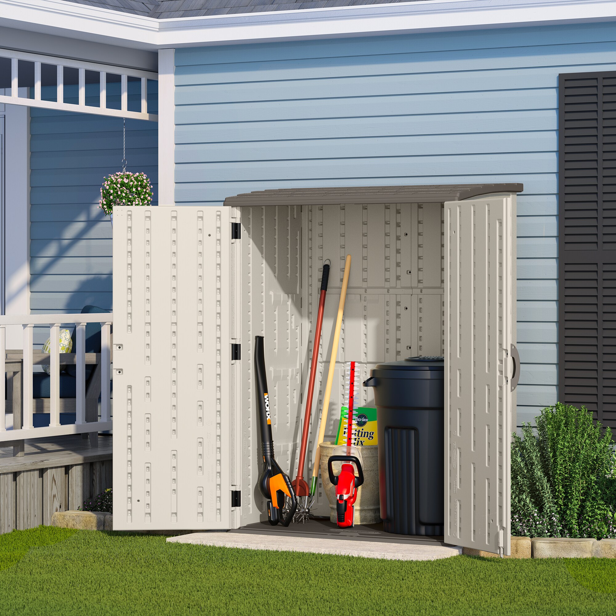 Suncast 4-ft x 2-ft Large Vertical Off-white Lean-to Resin Storage Shed (Floor Included)