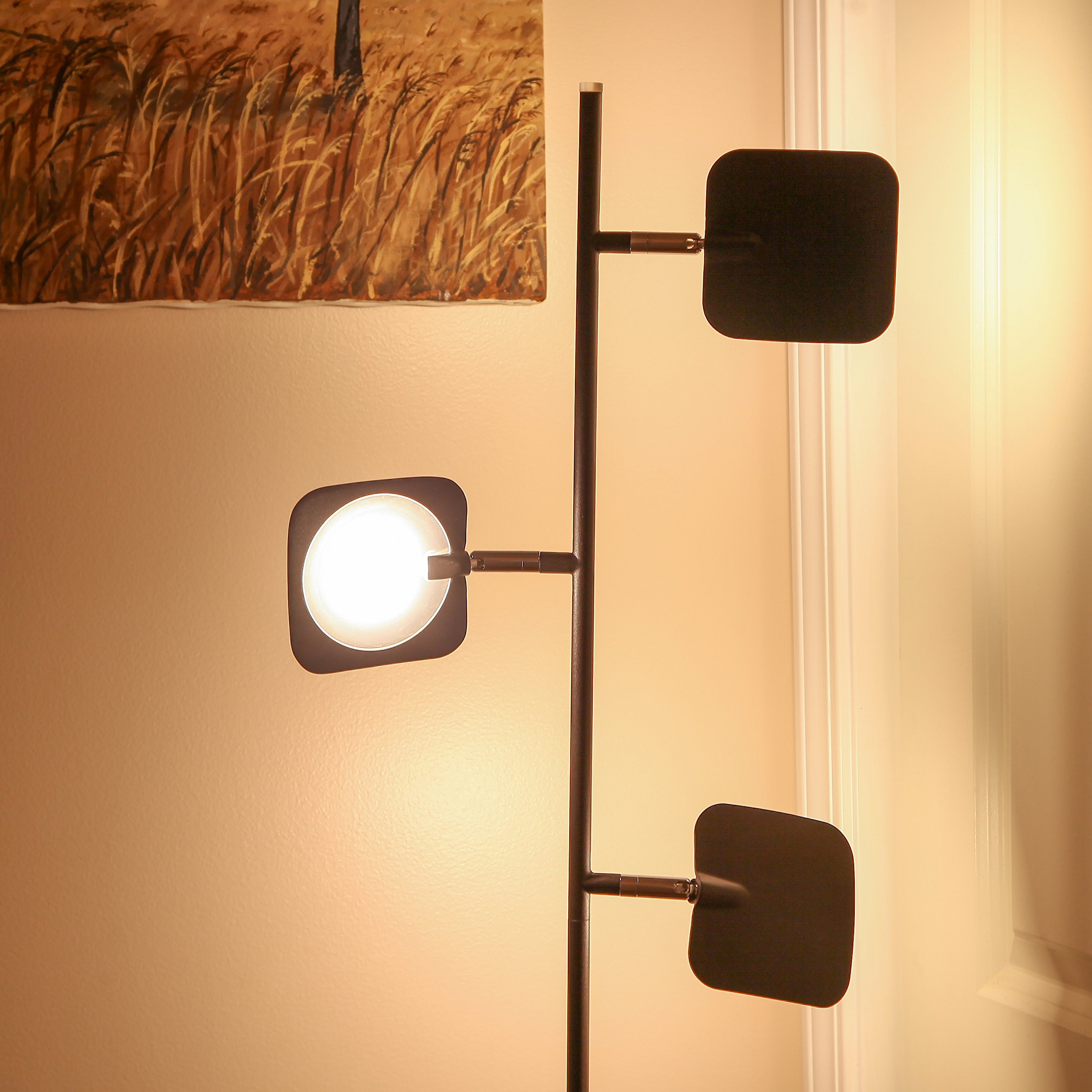 Bronze Touch-Sensitive 60" LED Floor Lamp with 3 Adjustable Heads