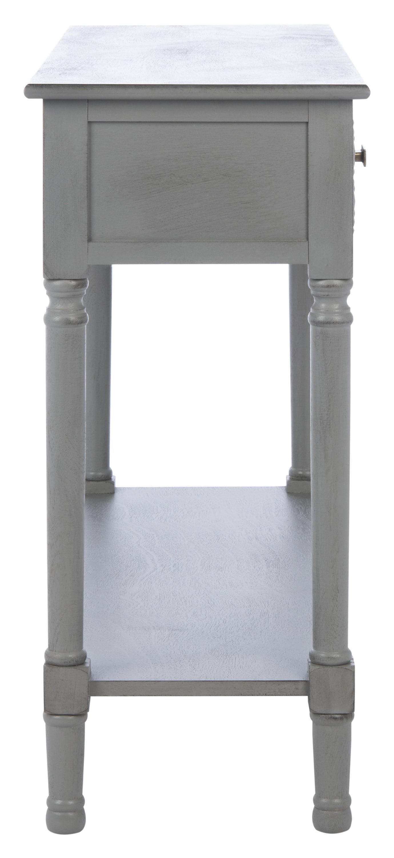Distressed Gray Wood and Metal Console Table with Storage