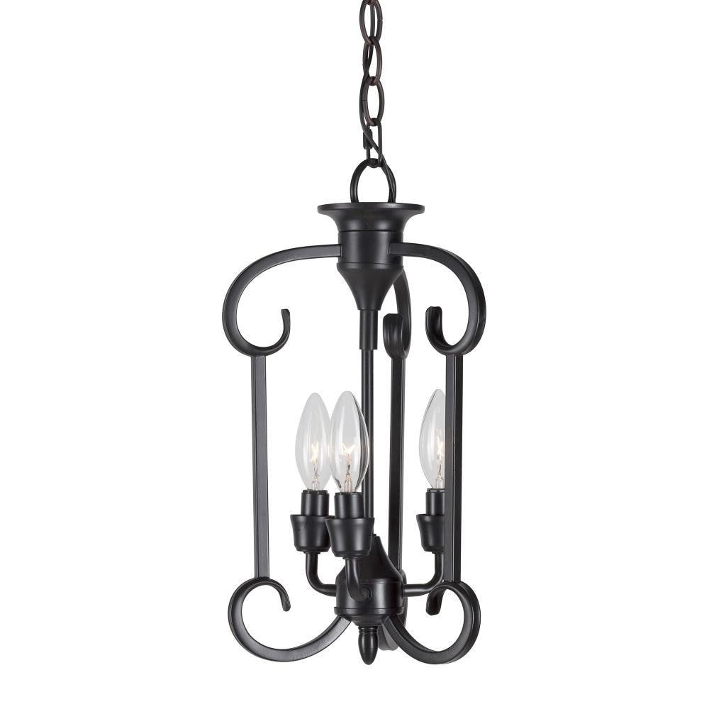 Ione 3-Light Black Steel Scrollwork Foyer Pendant
