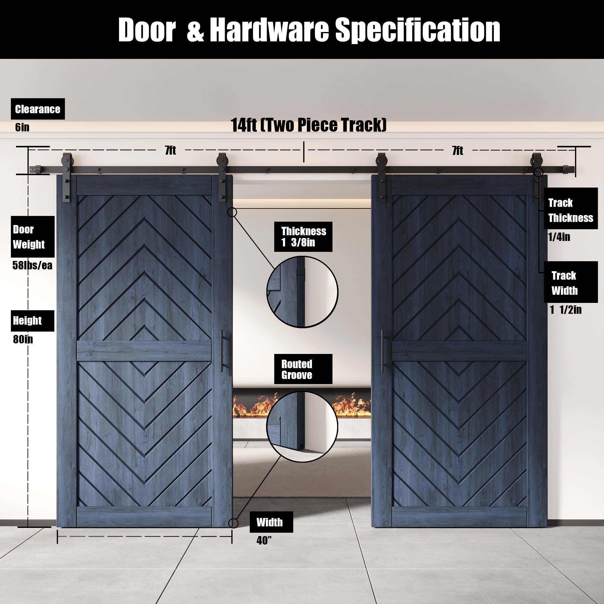 HOMACER YT2H168C-JT2-4080-NA Barn-Doors - View #2