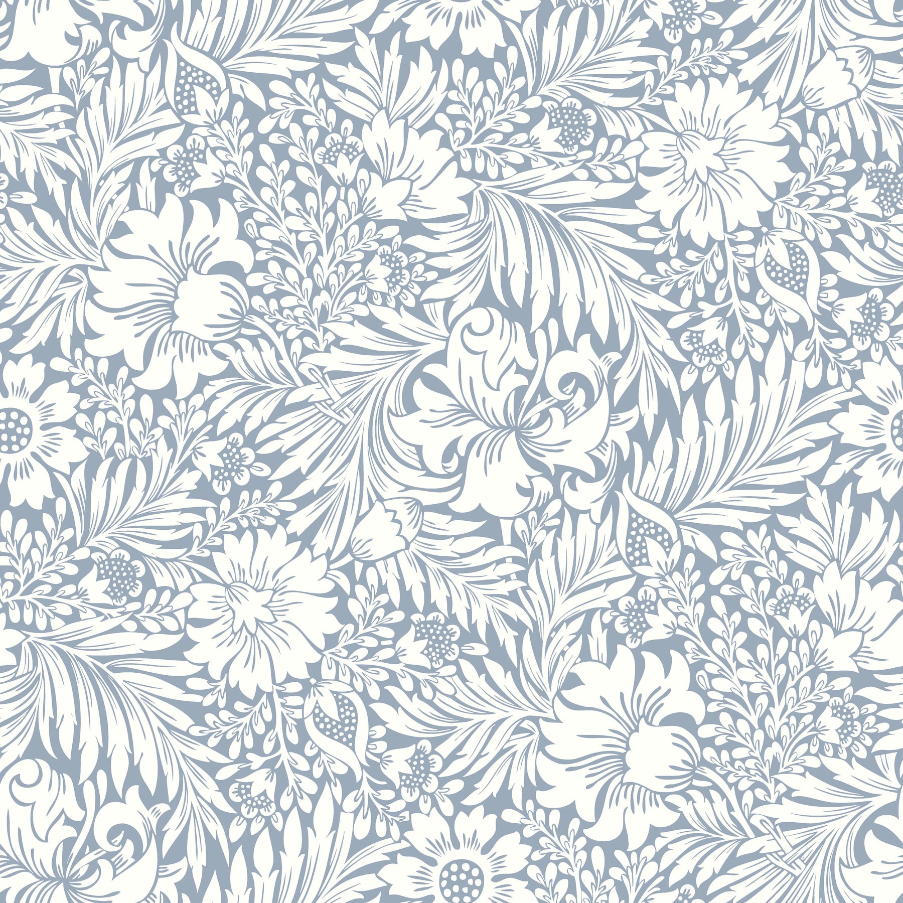 Erin & Ben PSW1443RL 34.2-Sq. Feet Blue Non-woven Floral Self-adhesive Peel and Stick Wallpaper