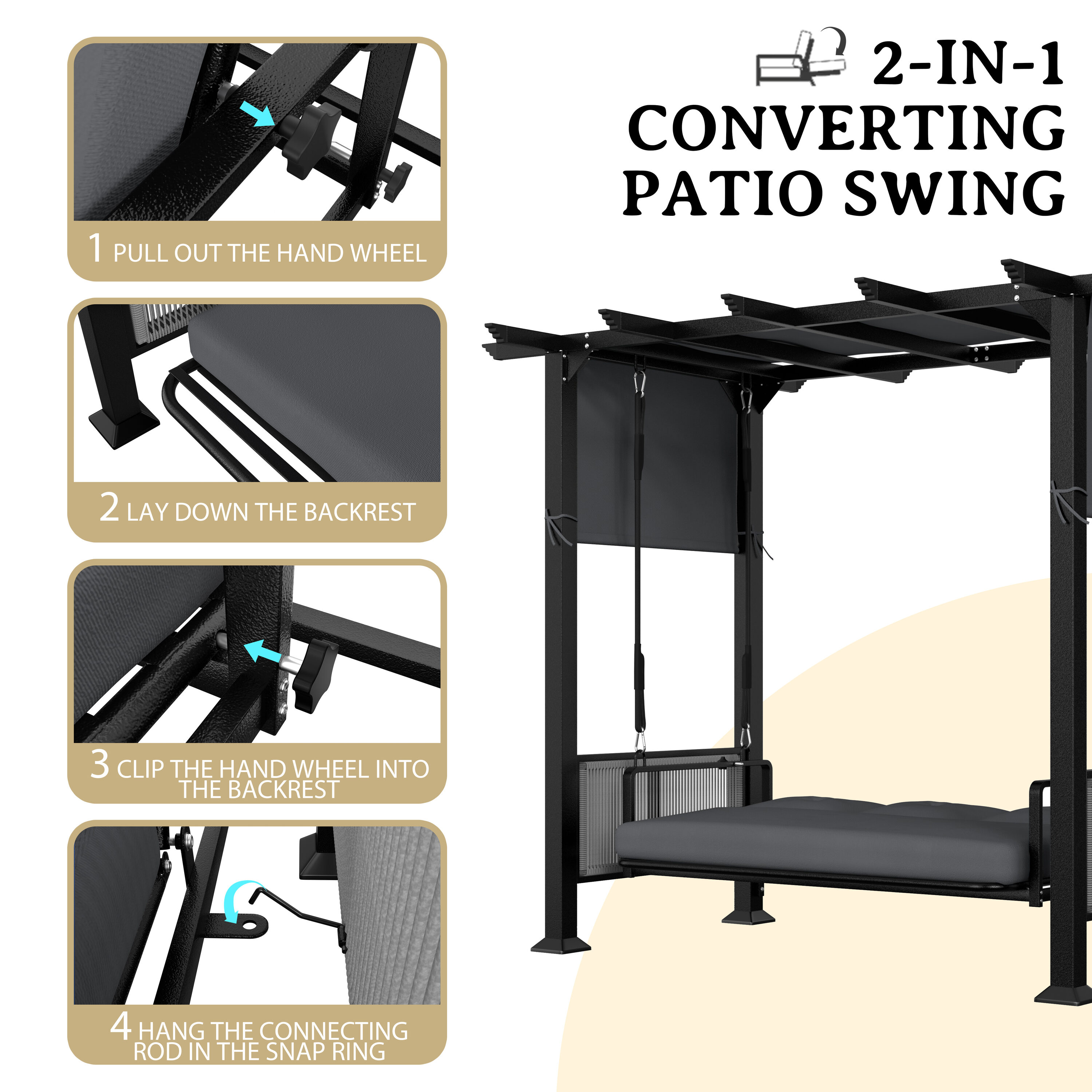 VEIKOUS PG0203-EG-03GY-1 Swing-Gliders - View #6